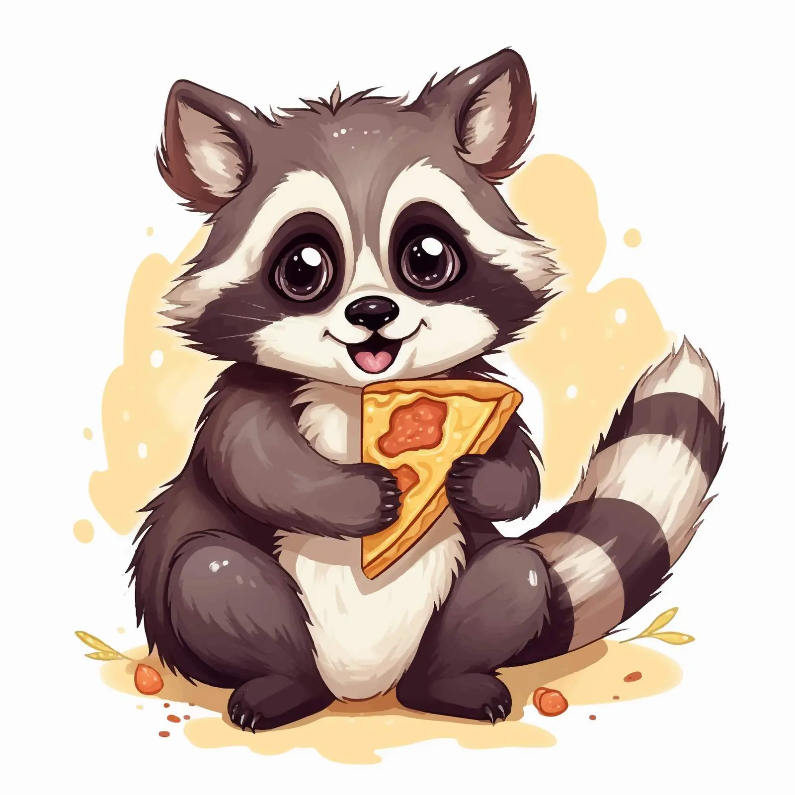 Adorable Raccoon Enjoying Pizza Slice Vector – free entertaining art image from Dotvec