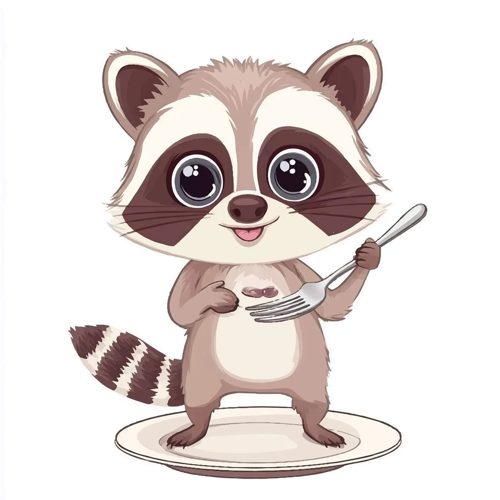 Cute Raccoon Holding Fork with Menu – free fun food image from Dotvec