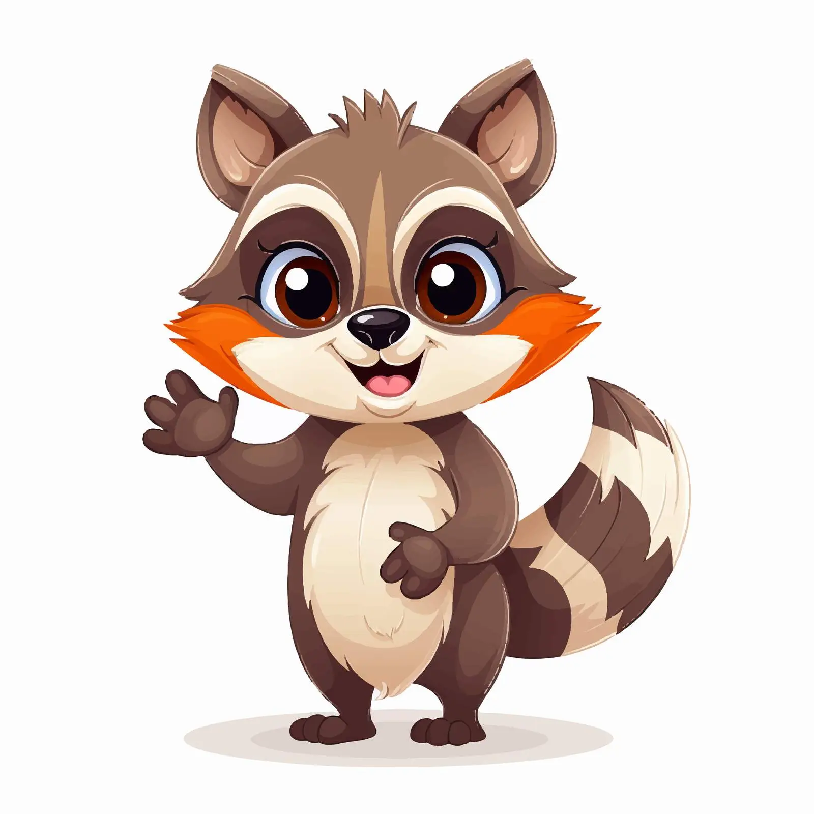 Cute Raccoon Waving Hello Gesture Vector – free animal symbols image from Dotvec