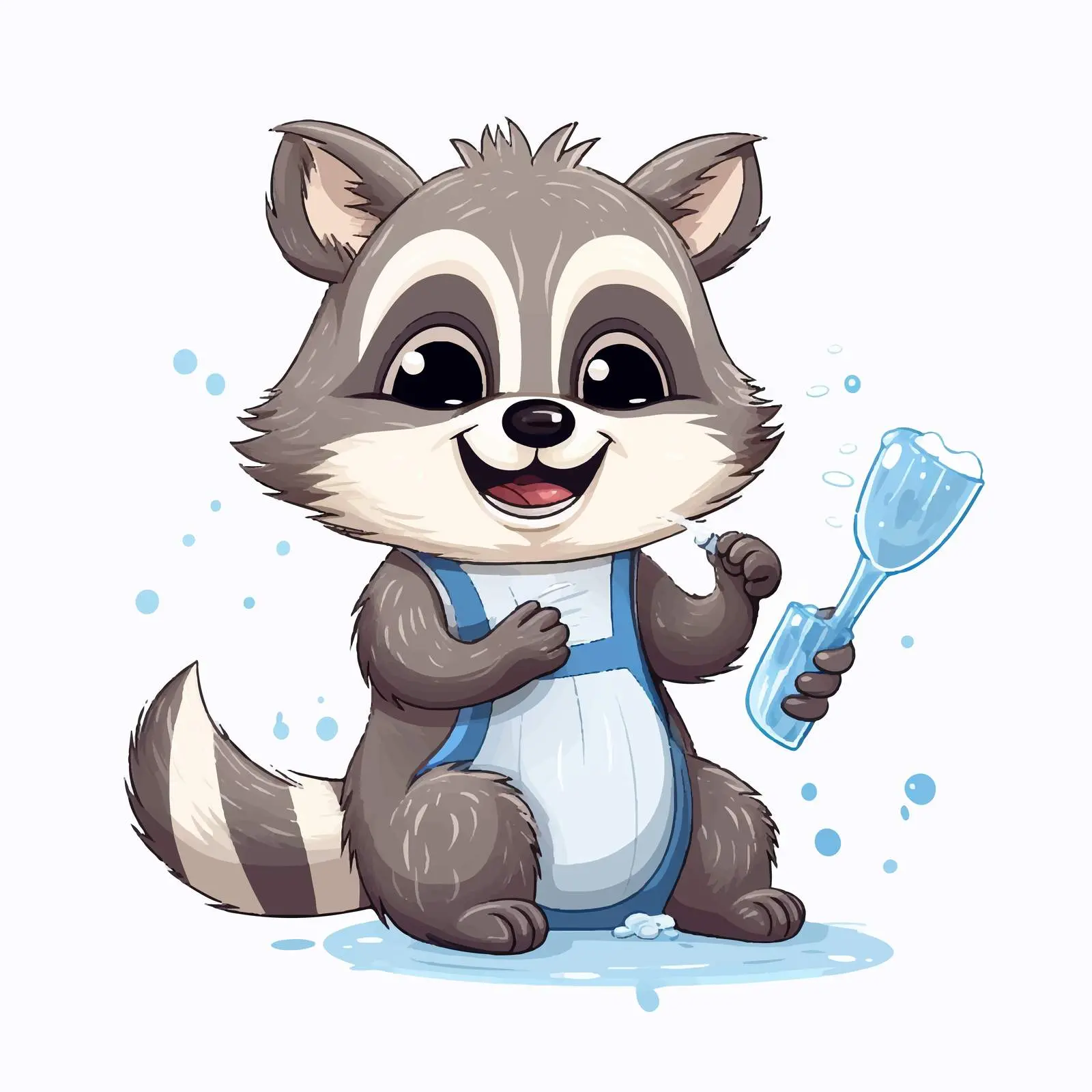 Funny Cartoon Raccoon Brushing Teeth Vector — free download from Dotvec