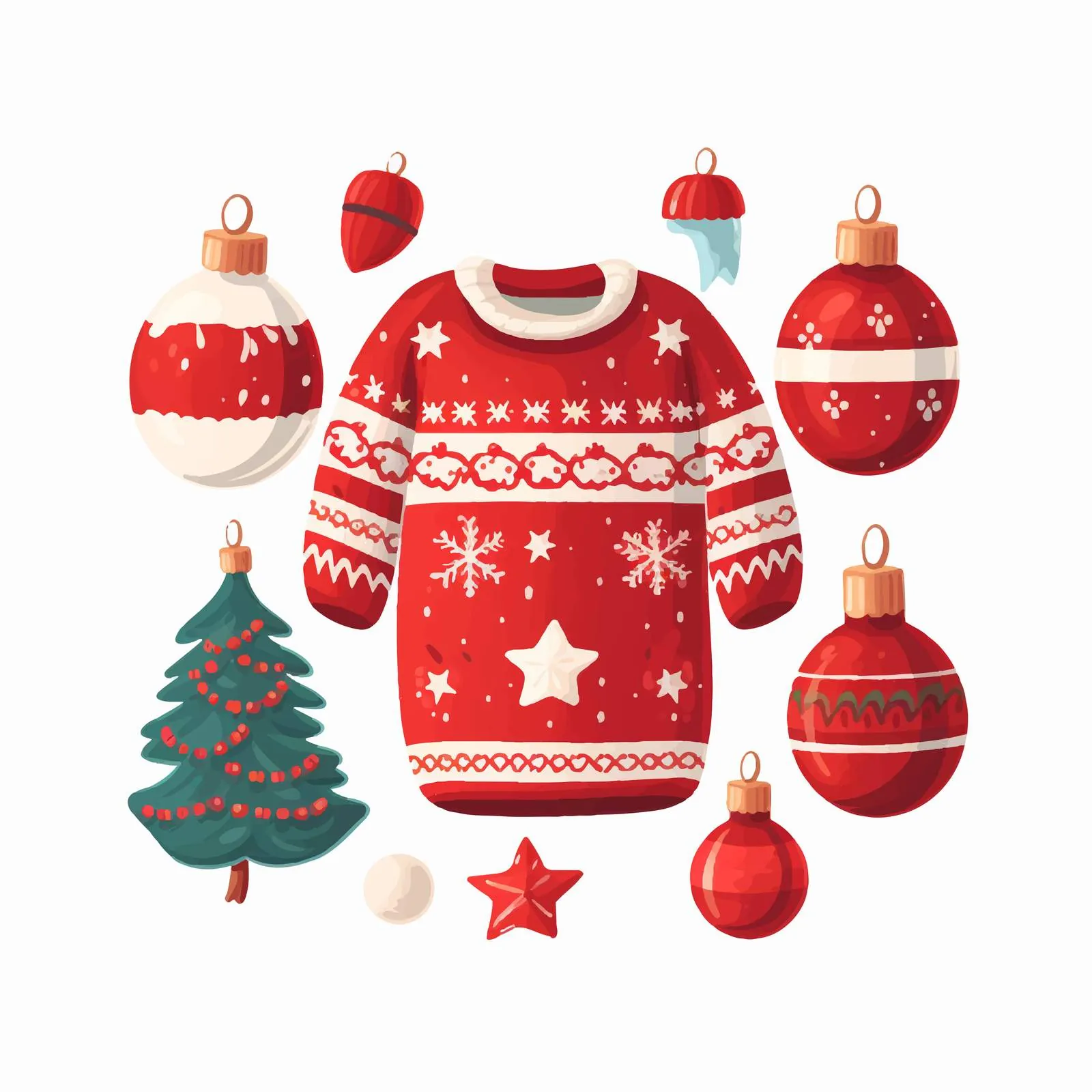Cute Red Christmas Tree Sweater Vector Design — free download from Dotvec