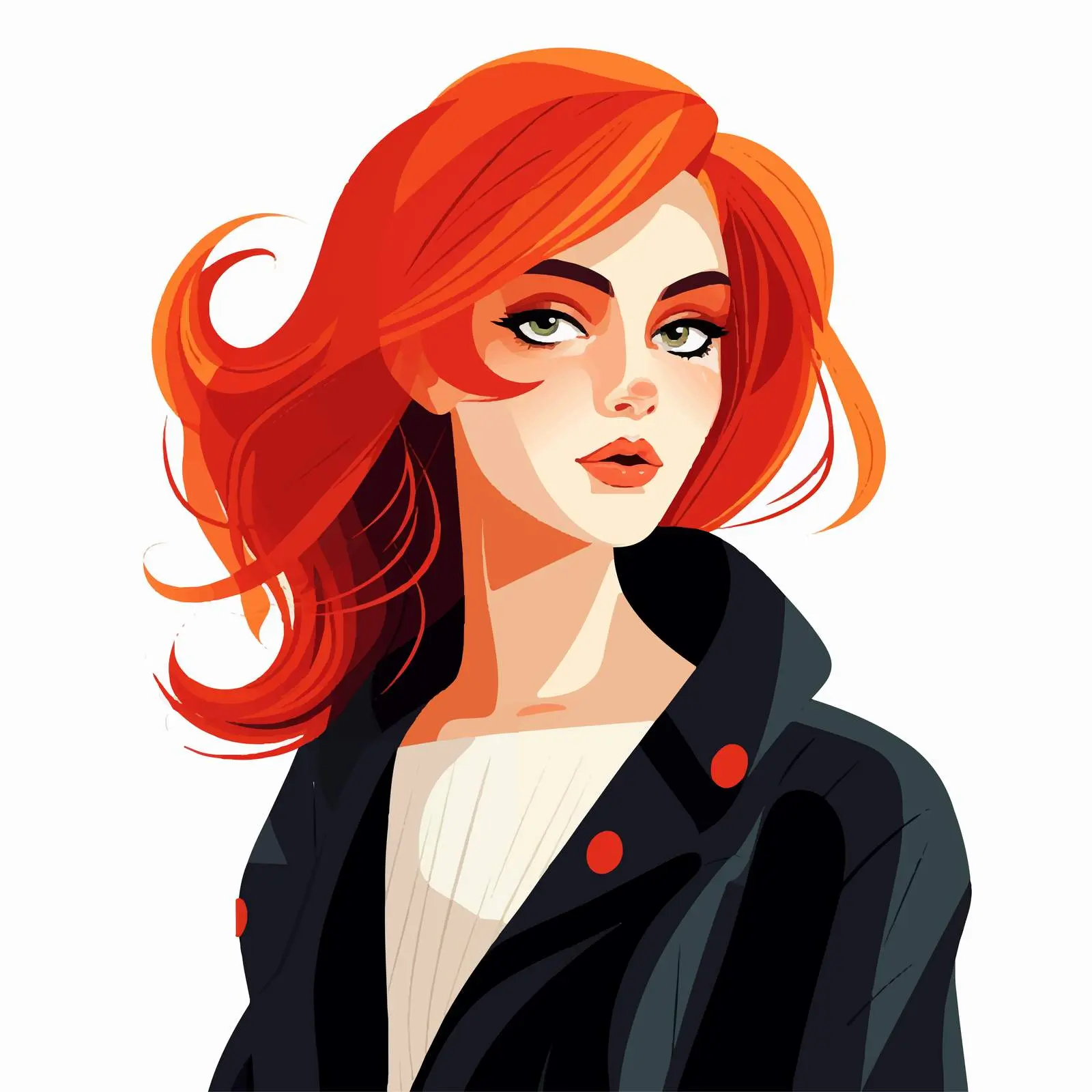Stylish Flat Illustration of a Cute Red-Haired Girl — free download from Dotvec