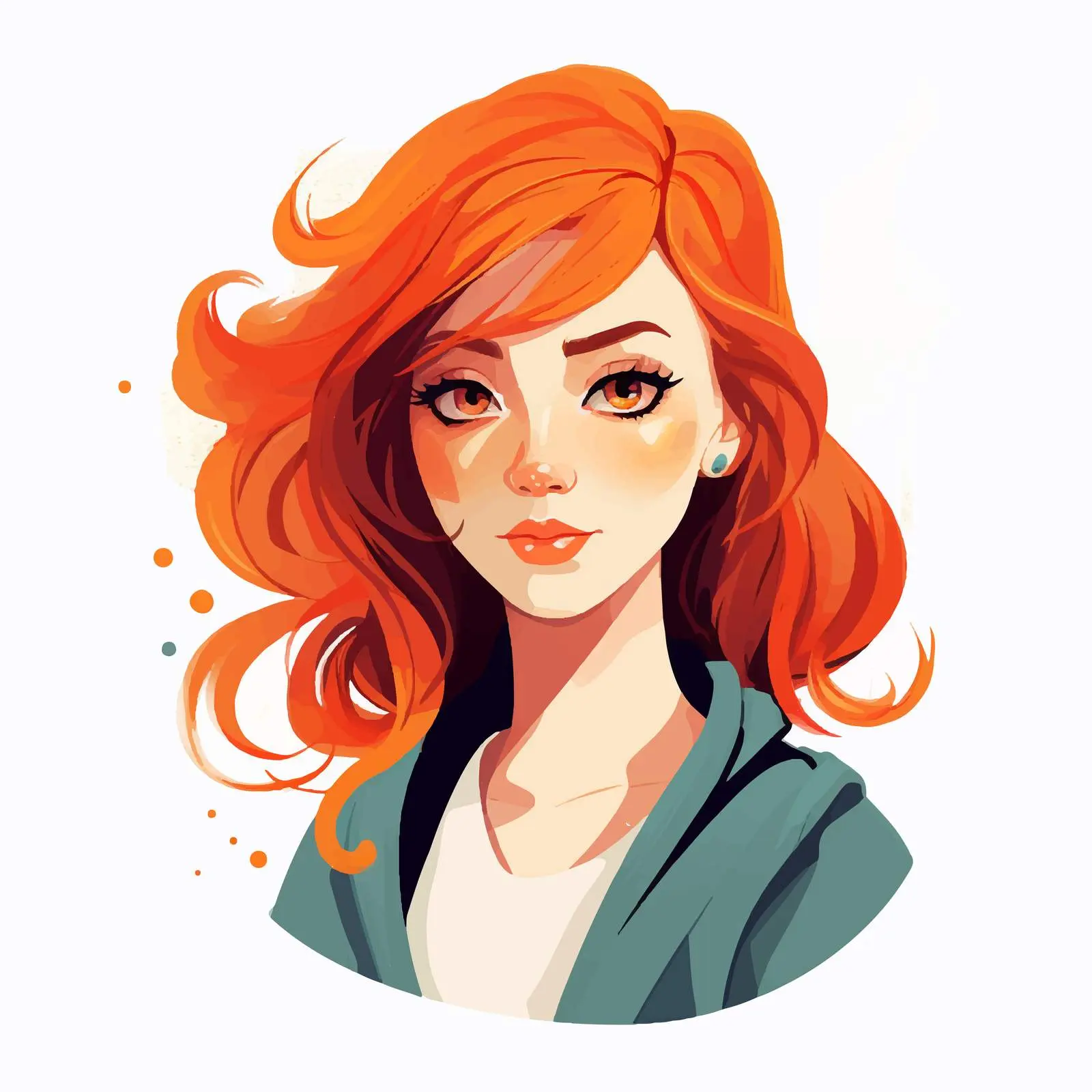 Stylish Red-Haired Girl in Flat Fashion Design – free red hair image from Dotvec