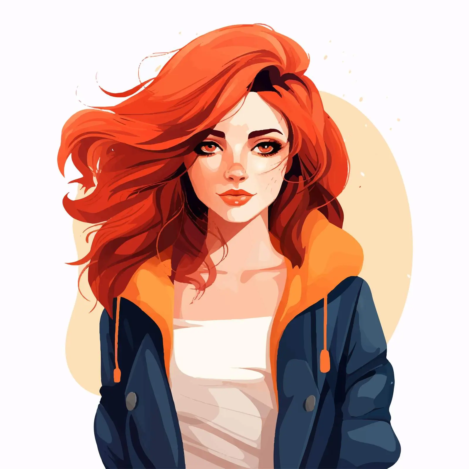 Stylish Red-Haired Girl in Flat Fashion Vector – free youthful fashion image from Dotvec
