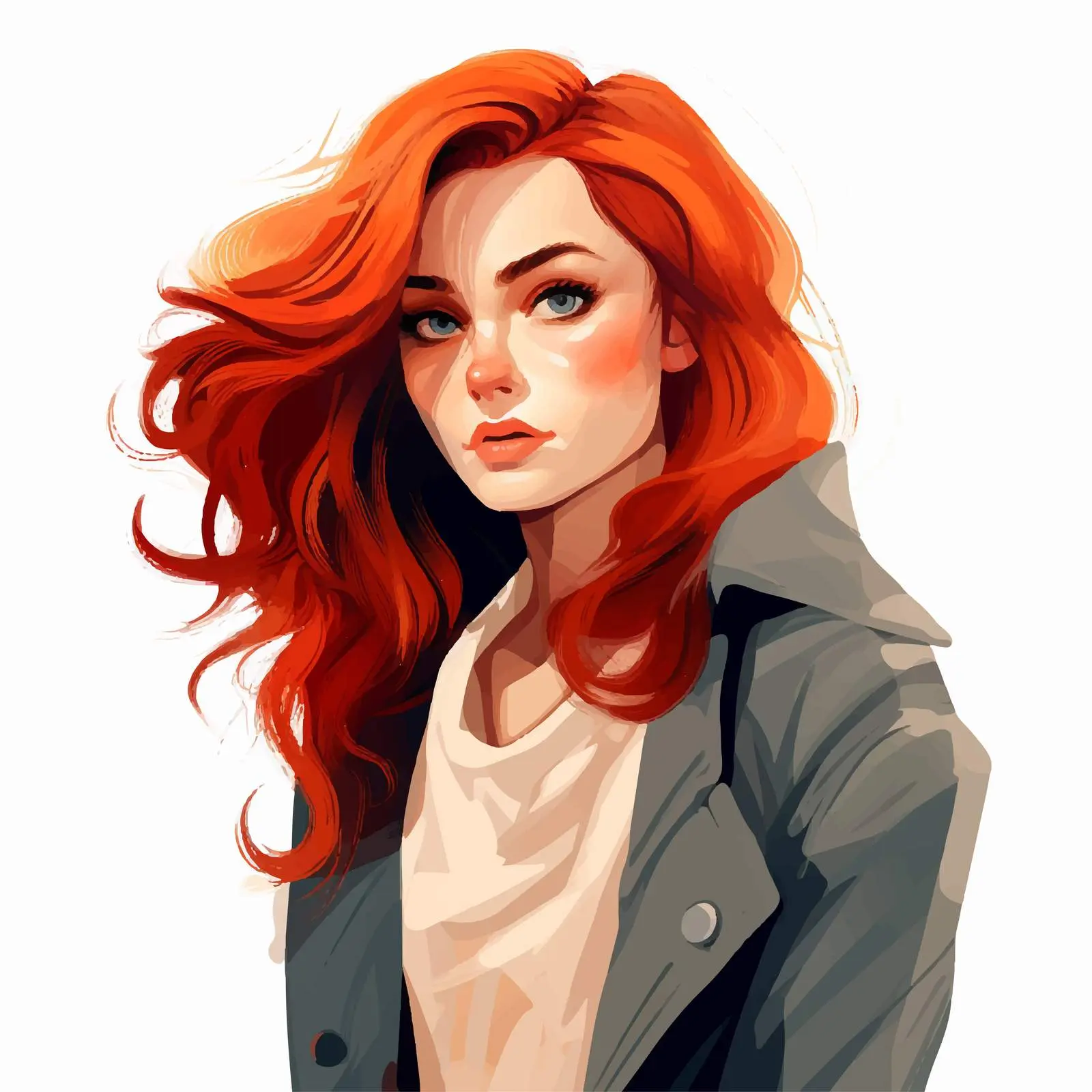 Stylish Red-Haired Girl in Flat Design – free red hair image from Dotvec