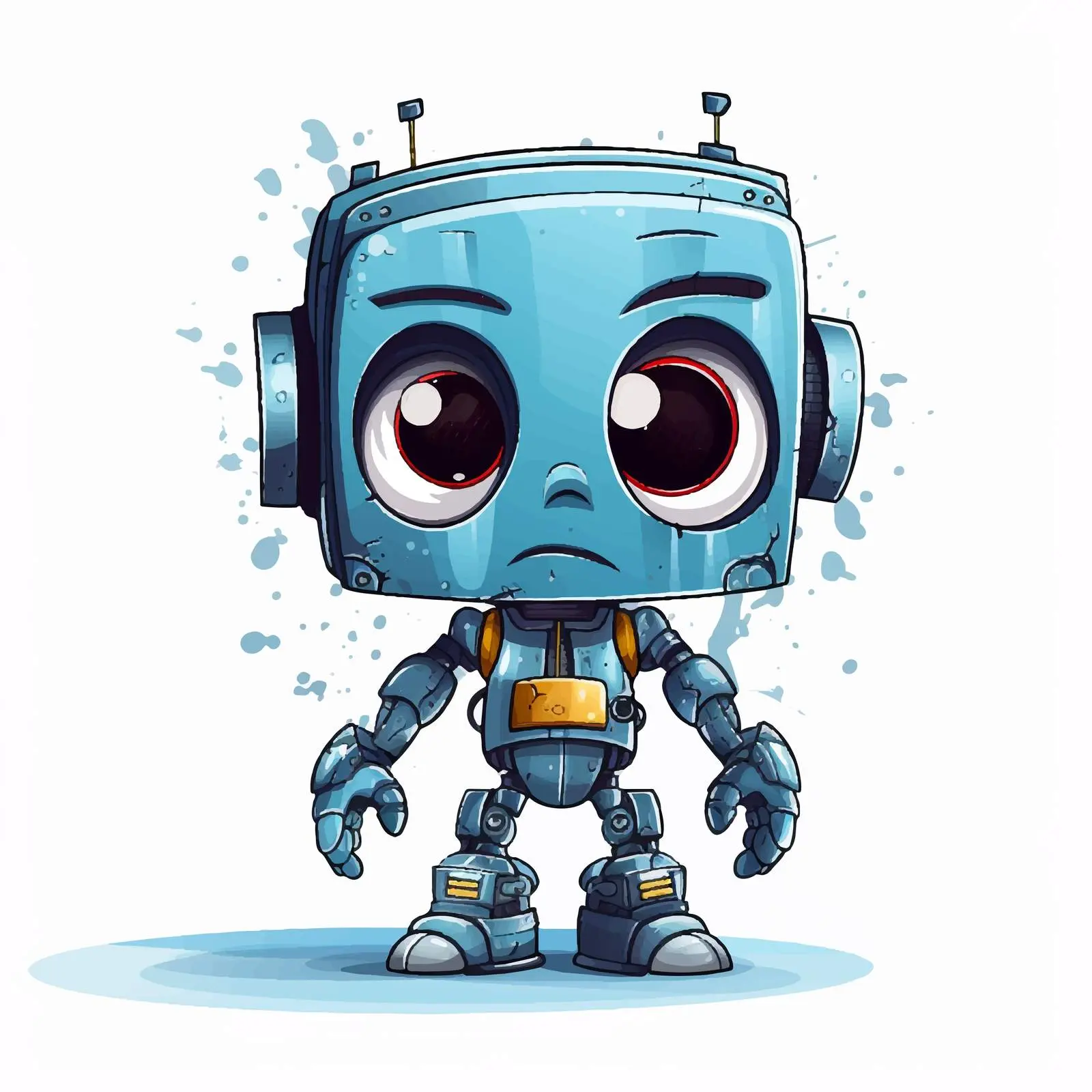 Upset Cute Robot Vector Illustration on White Background — free download from Dotvec