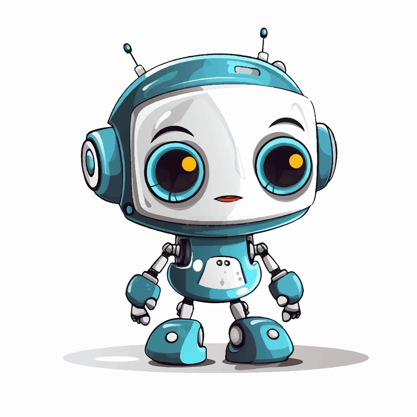 Upset Cute Robot Vector Illustration on White Background — free download from Dotvec