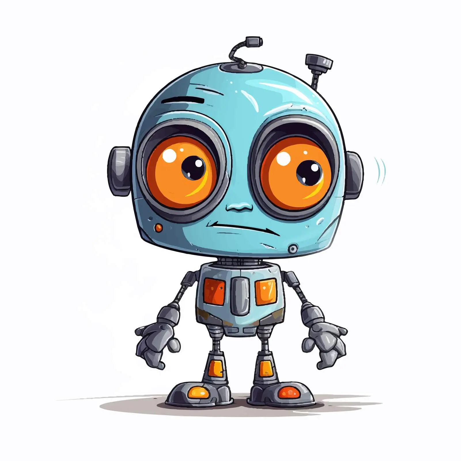 Upset Cute Robot Vector Illustration on White Background — free download from Dotvec