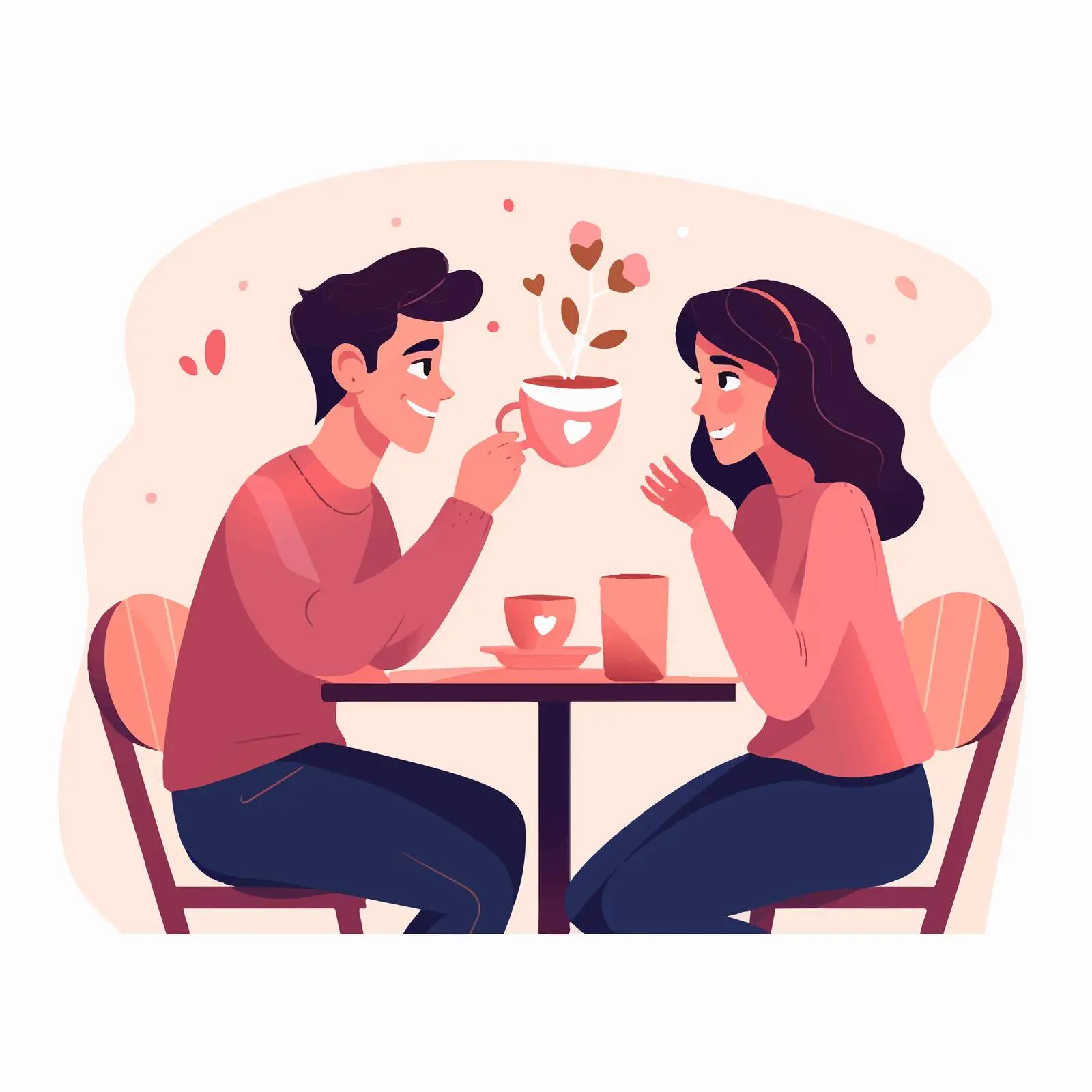 Cute Romantic Couple at Cafe Table — free download from Dotvec