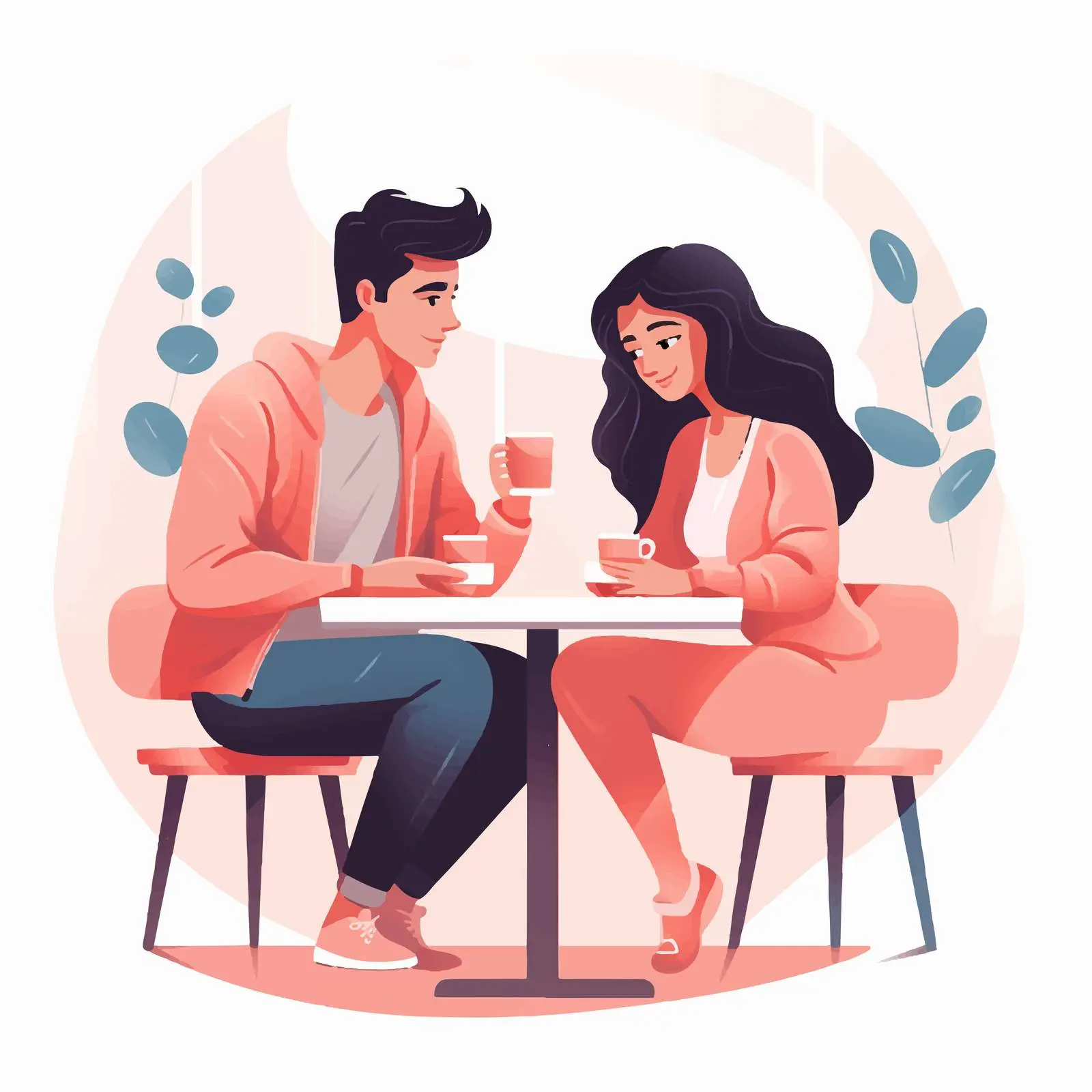 Romantic Couple at Cafe Table — free download from Dotvec