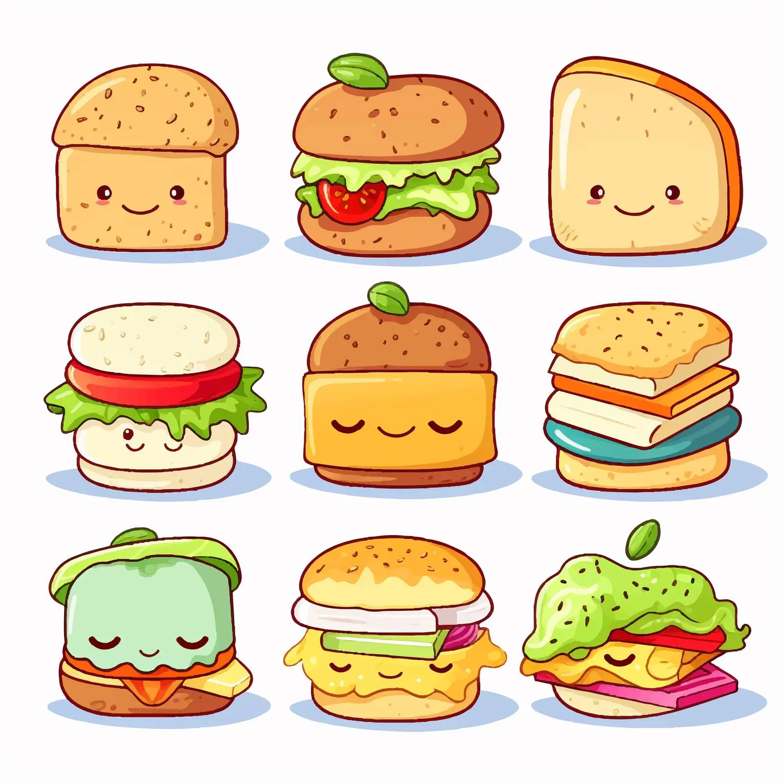 Cute Sandwich Line Vector Illustration — free download from Dotvec