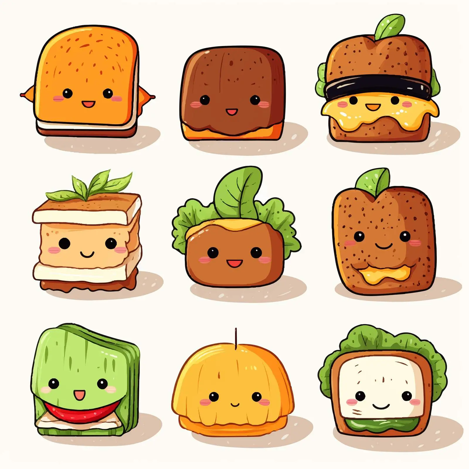 Cute Sandwich Vector Line Illustration — free download from Dotvec