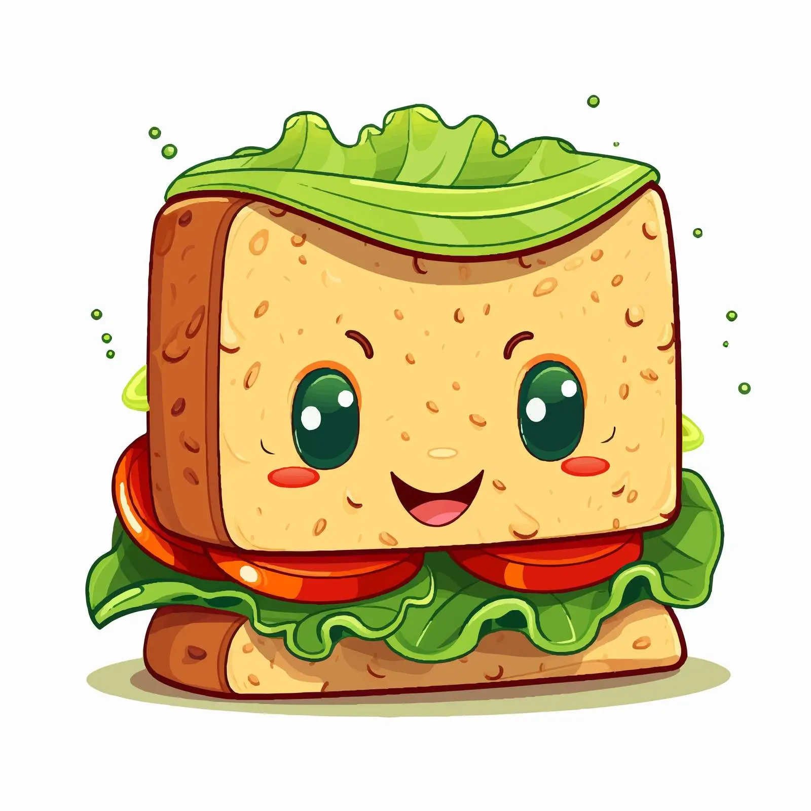 Cute Sandwich Vector Illustration on White Background – free cartoon sandwich image from Dotvec