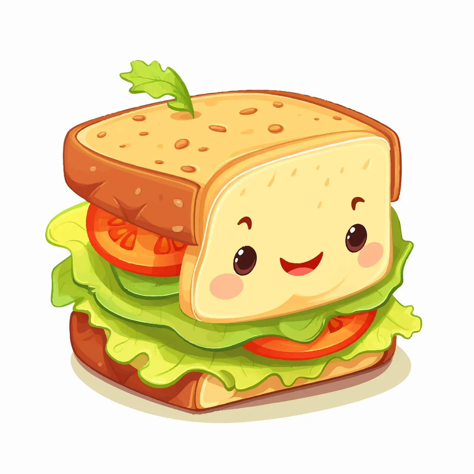 Cute Sandwich Vector Illustration on White Background – free cartoon sandwich image from Dotvec