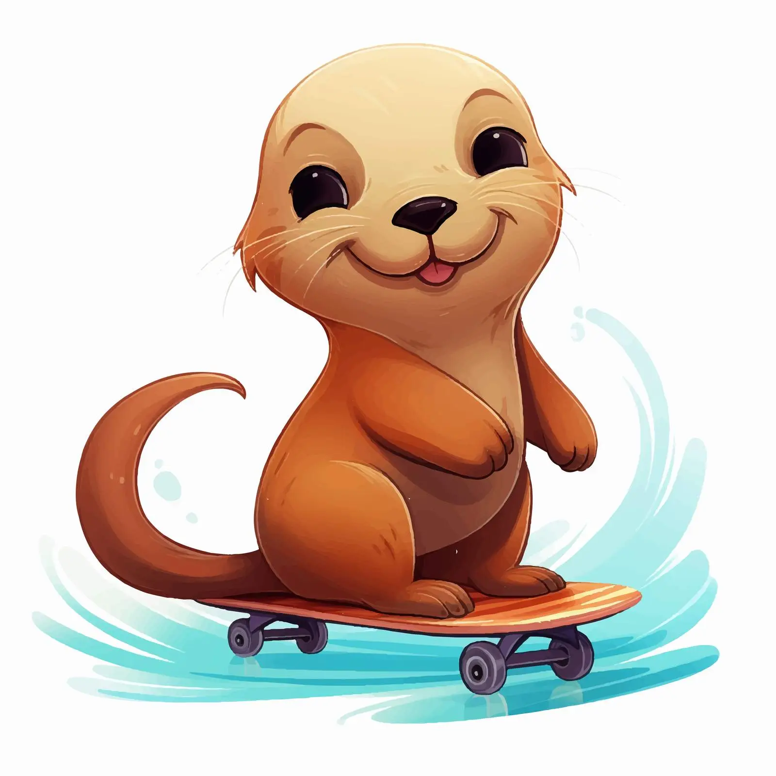 Cute Sea Lion Skateboarding Illustration — free download from Dotvec