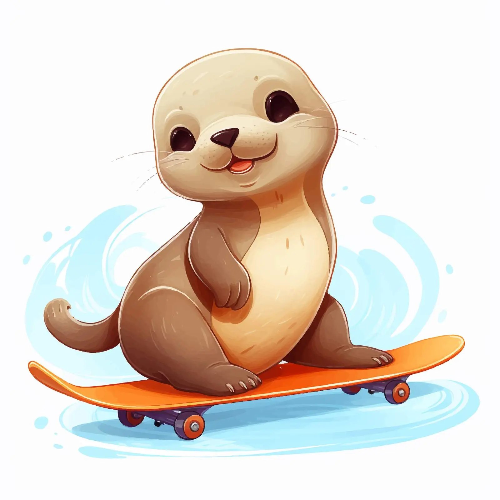 Cute Sea Lion Skateboarding Illustration — free download from Dotvec