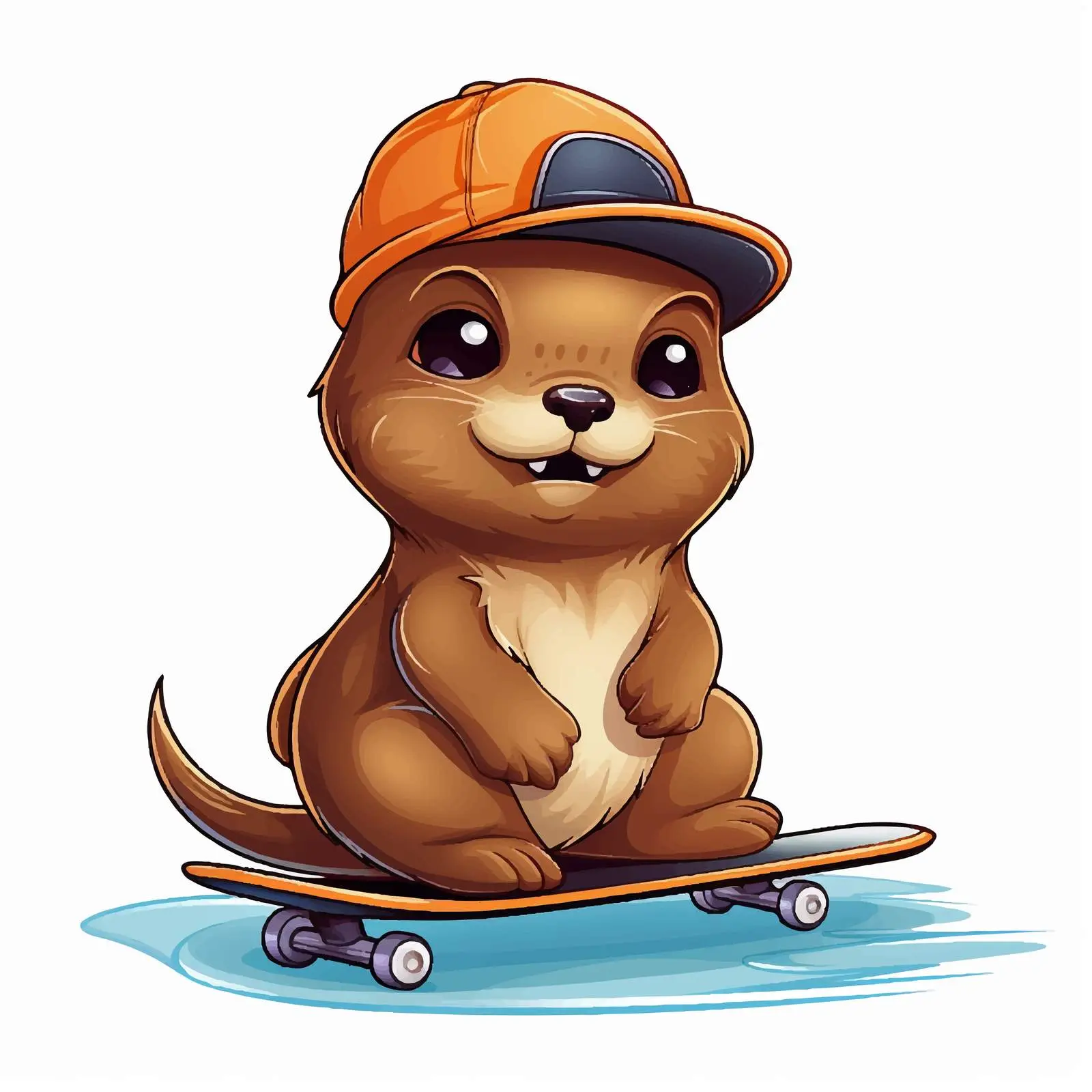 Cute Sea Lion Skateboarding Illustration – free lively illustration image from Dotvec