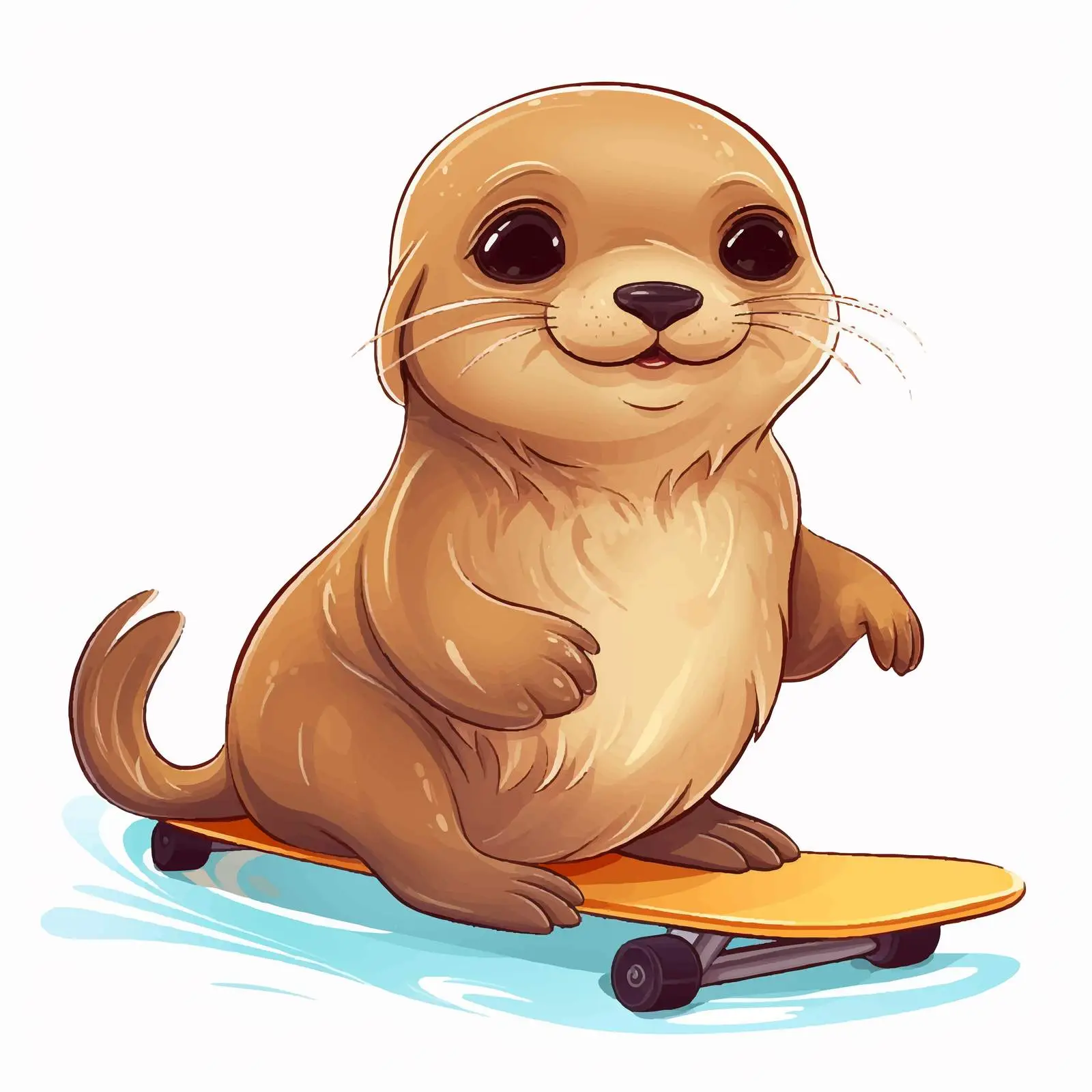 Playful Sea Lion Skateboarding Illustration — free download from Dotvec
