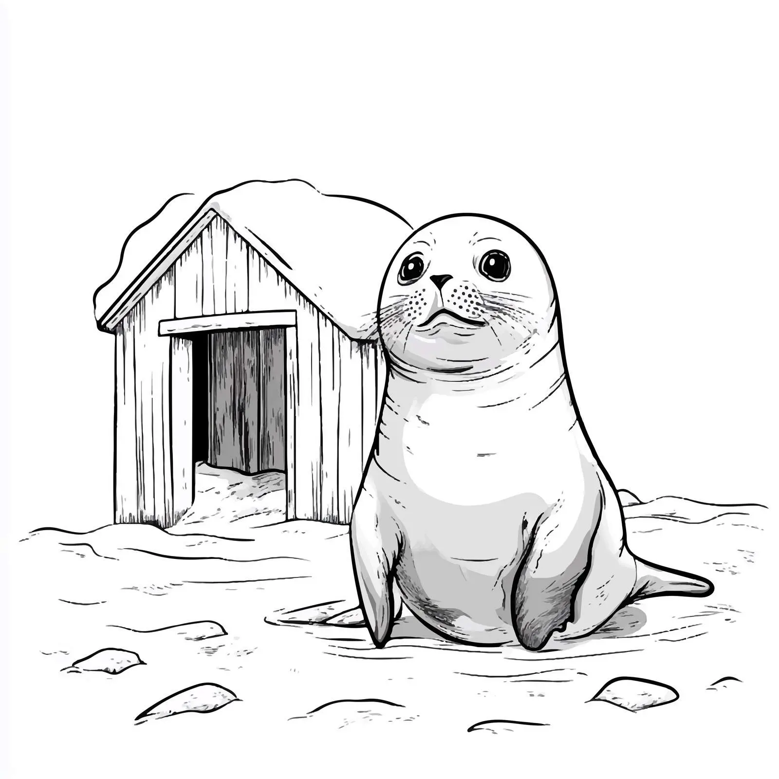 Cute Seal Contour Drawing from the Ocean — free download from Dotvec