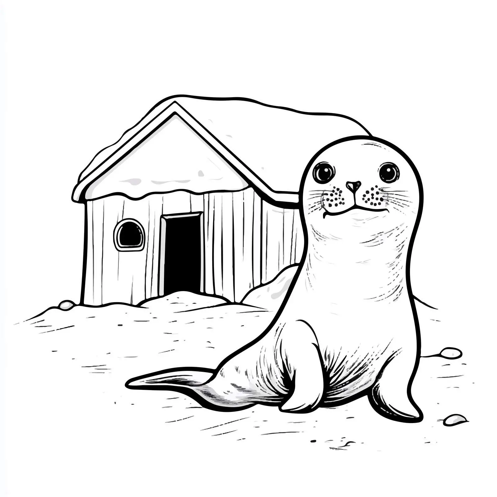 Cute Seal Contour Drawing from the Ocean — free download from Dotvec
