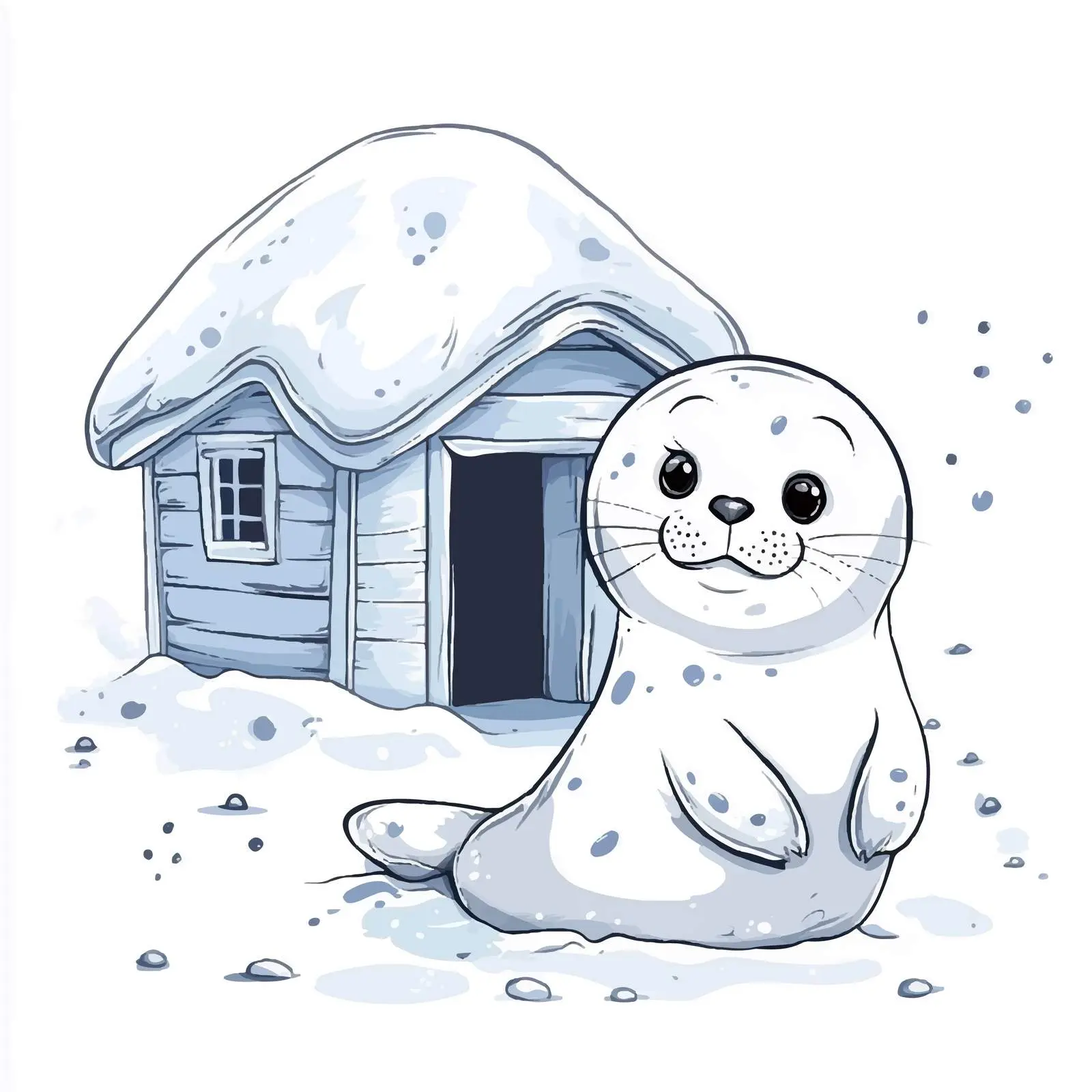 Cute Ocean Seal Contour Vector Drawing — free download from Dotvec