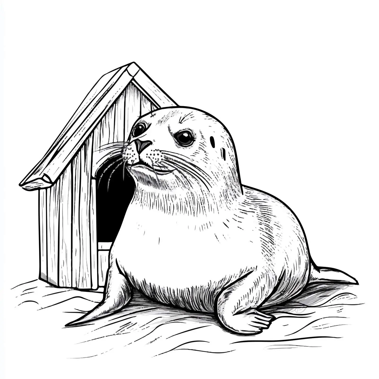 Cute Seal Contour Drawing from the Ocean — free download from Dotvec
