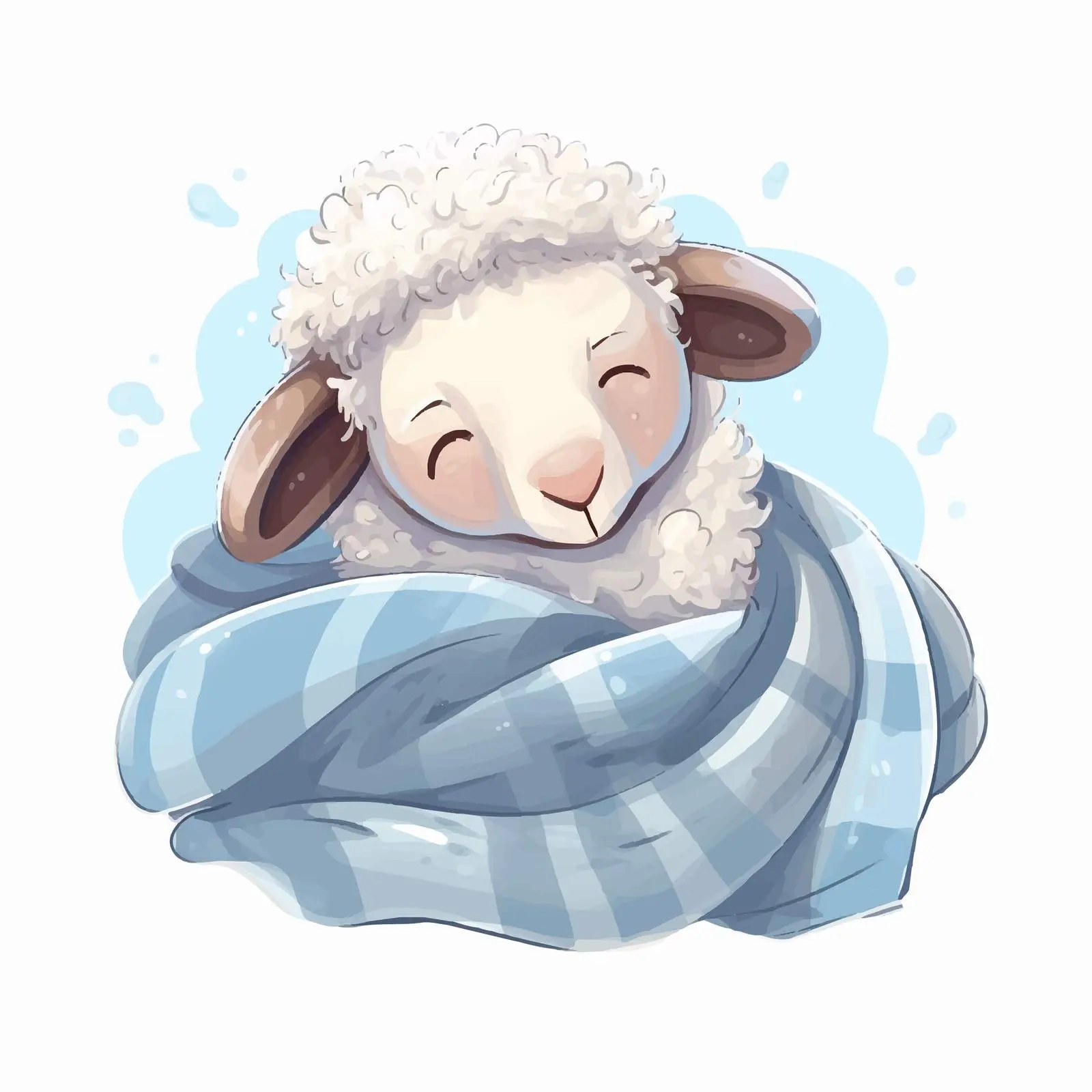 Cute Sheep in Bed with Cold Illustration — free download from Dotvec