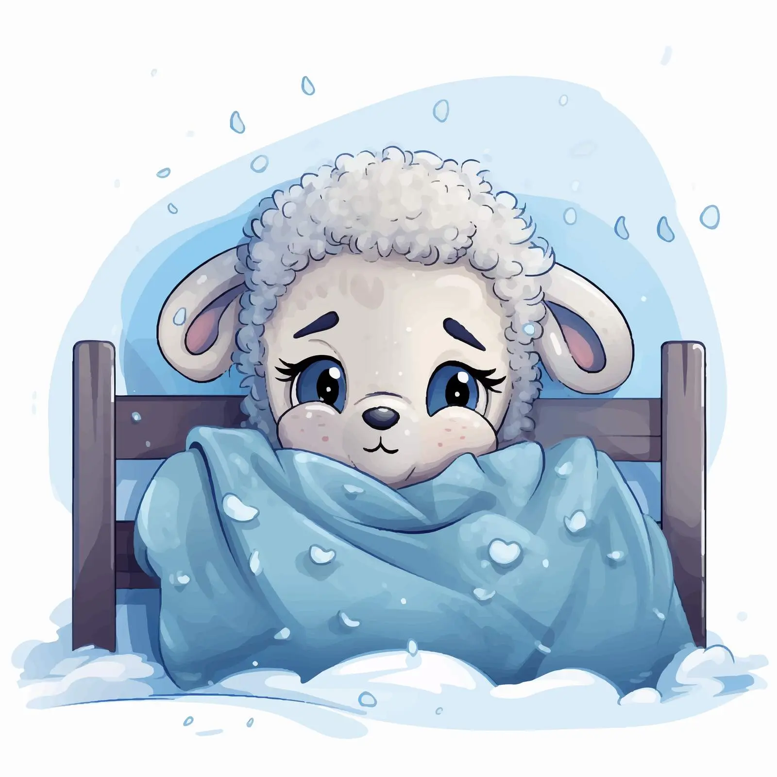 Adorable Sheep in Bed with Cold Illness — free download from Dotvec