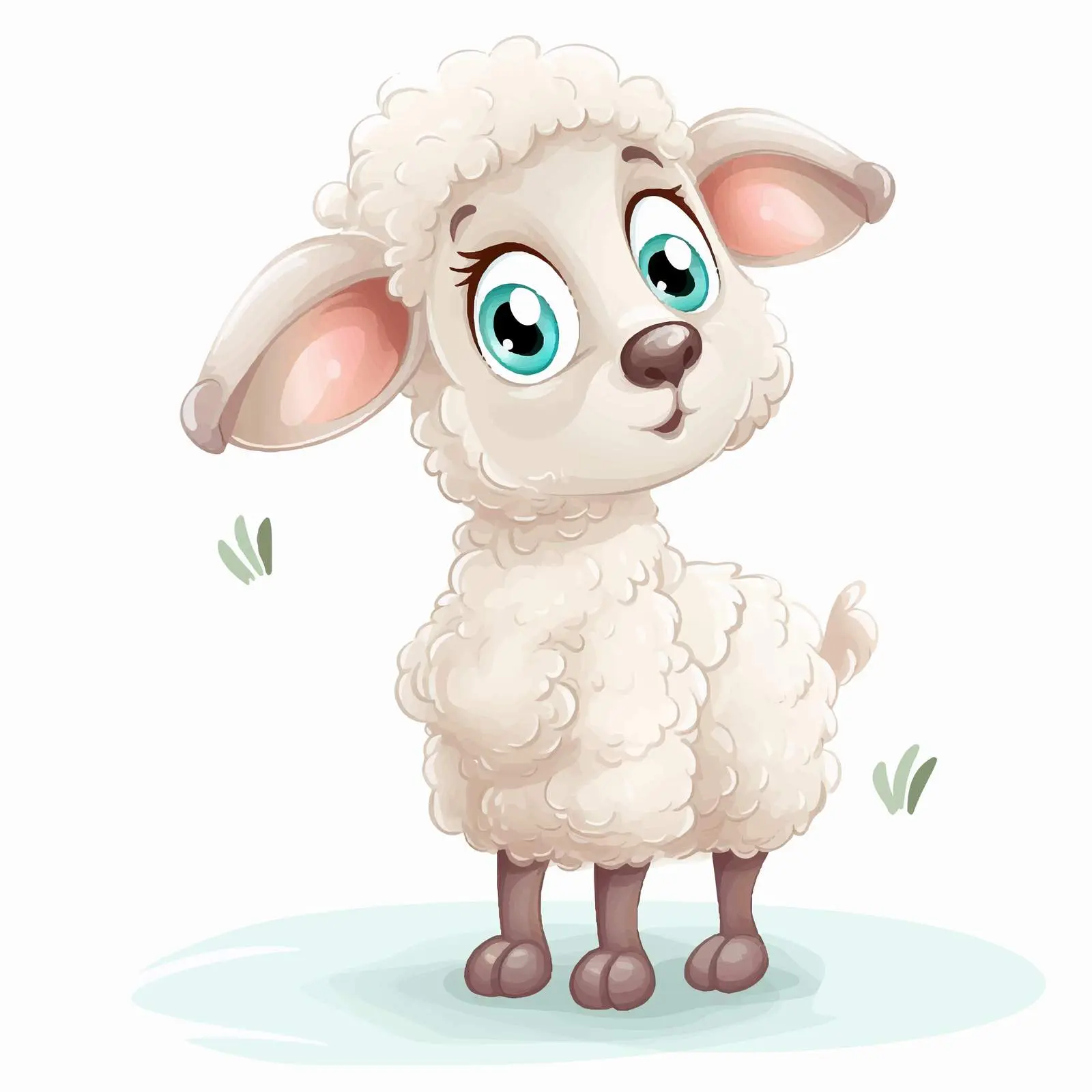 Thinking Cartoon Sheep Illustration on White Background — free download from Dotvec