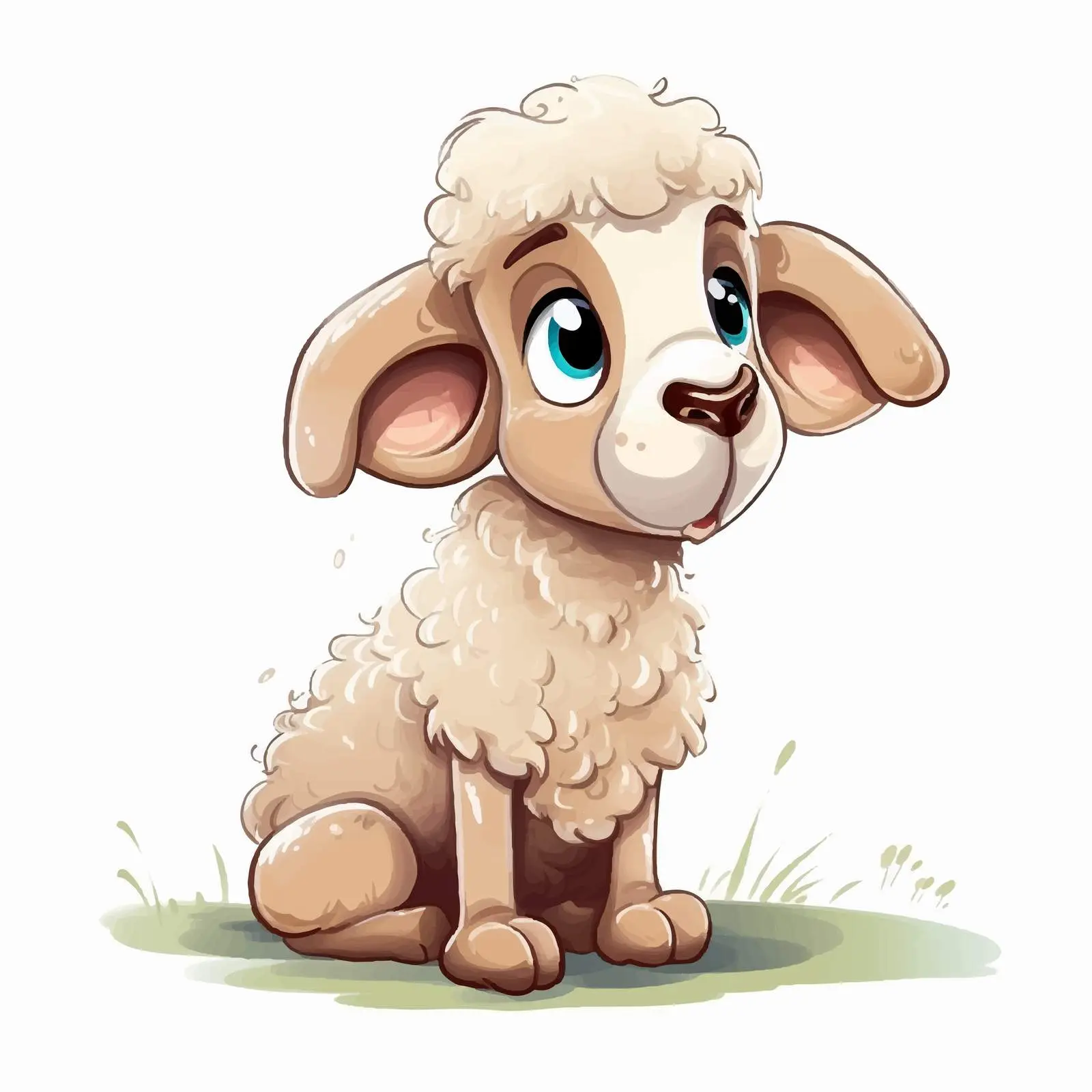 Cute Cartoon Sheep Thinking Illustration — free download from Dotvec