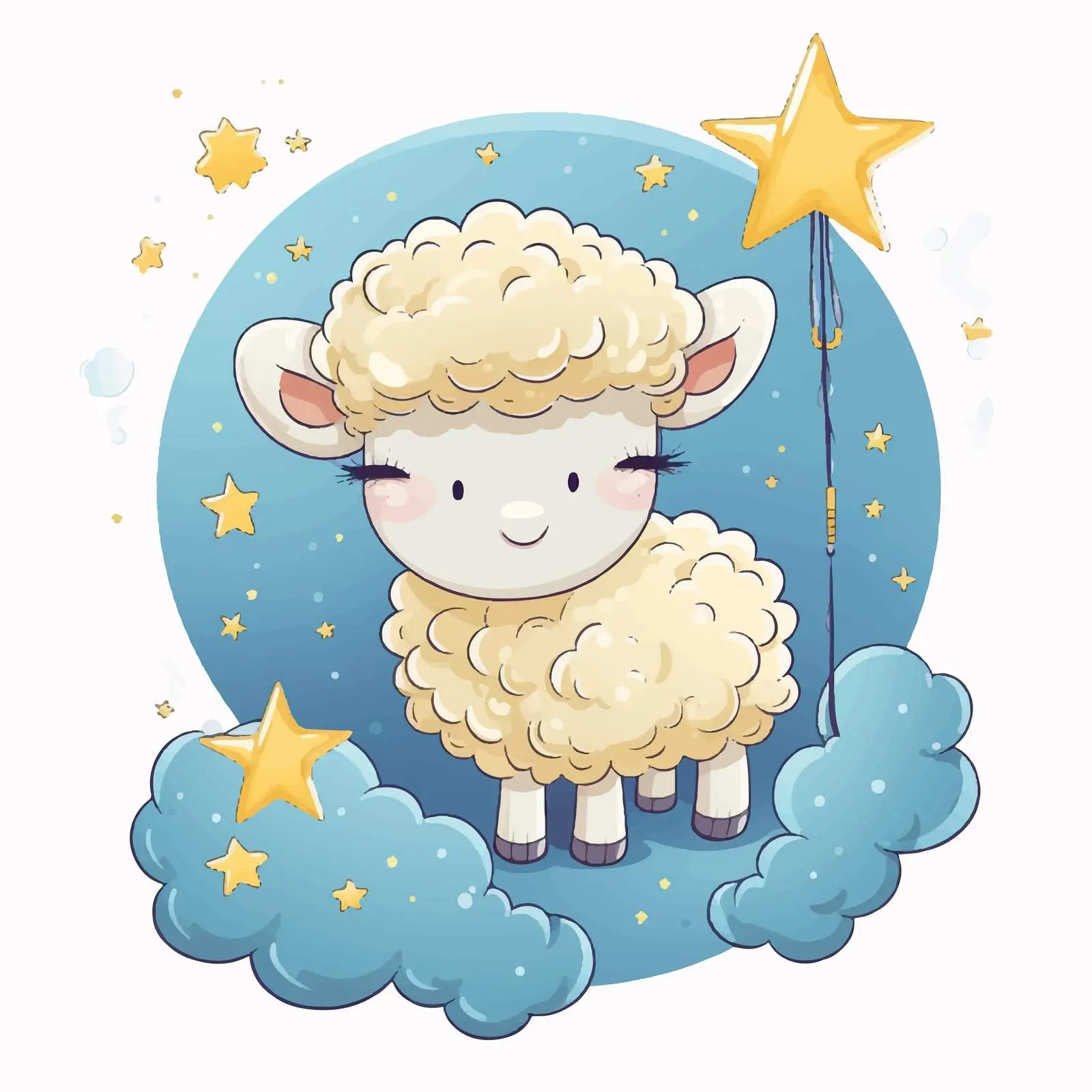 Cute Sheep Wishing on a Falling Star — free download from Dotvec