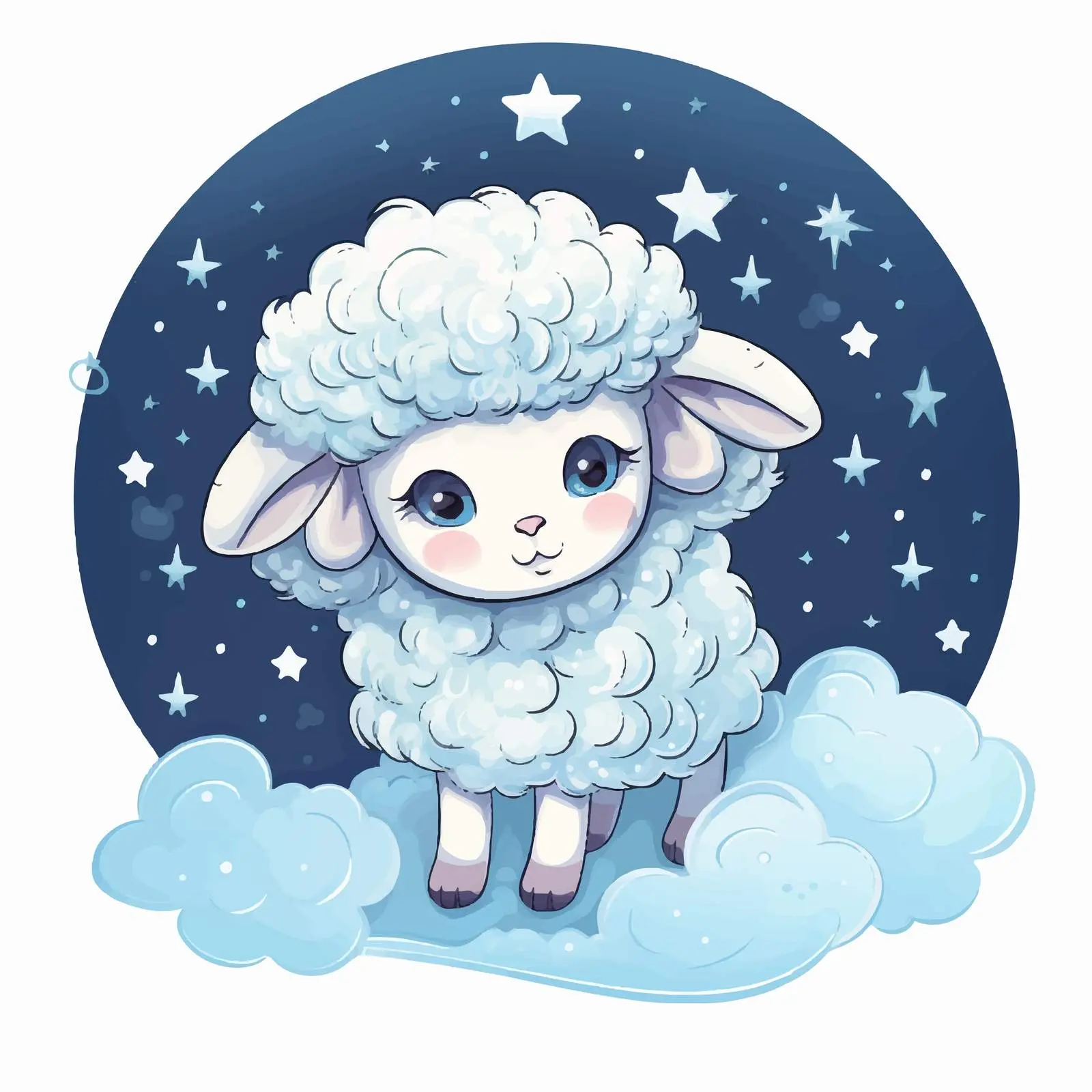 Whimsical Sheep with Wings Under Starry Sky — free download from Dotvec