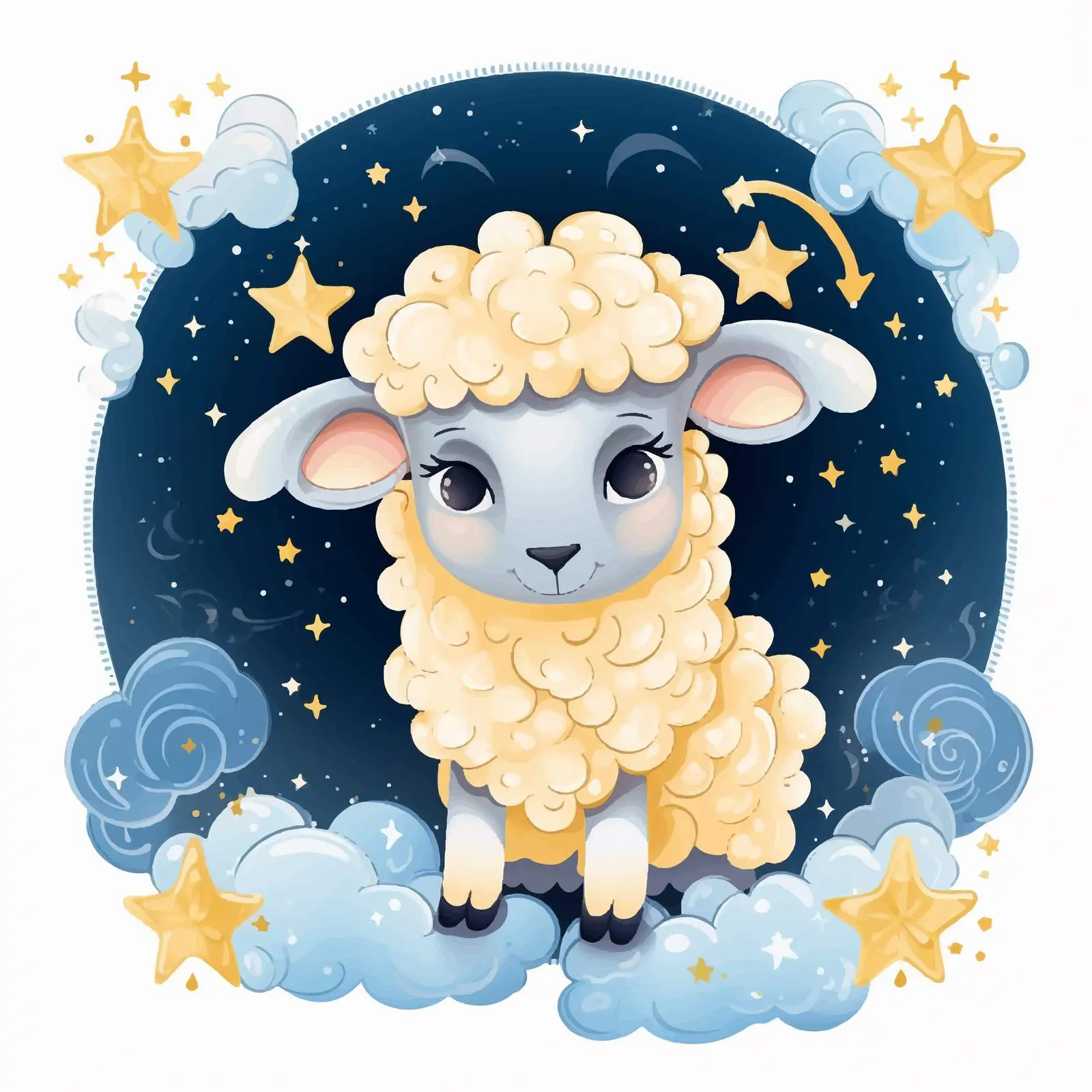Cute Sheep with Wings Under Starry Night Sky – free starry image from Dotvec
