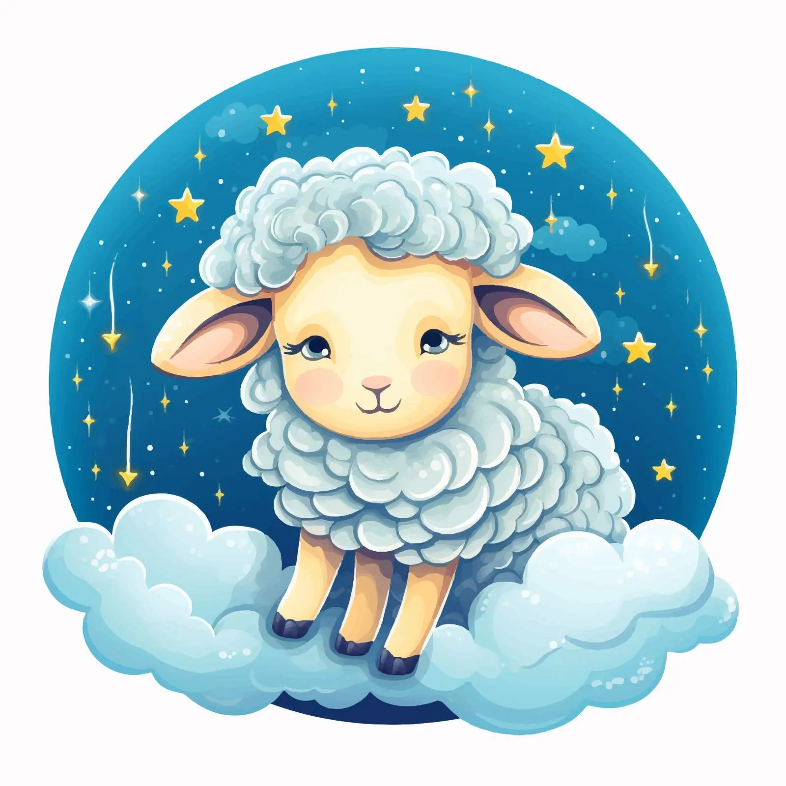 Cute Winged Sheep Under a Starry Night Sky – free starry image from Dotvec