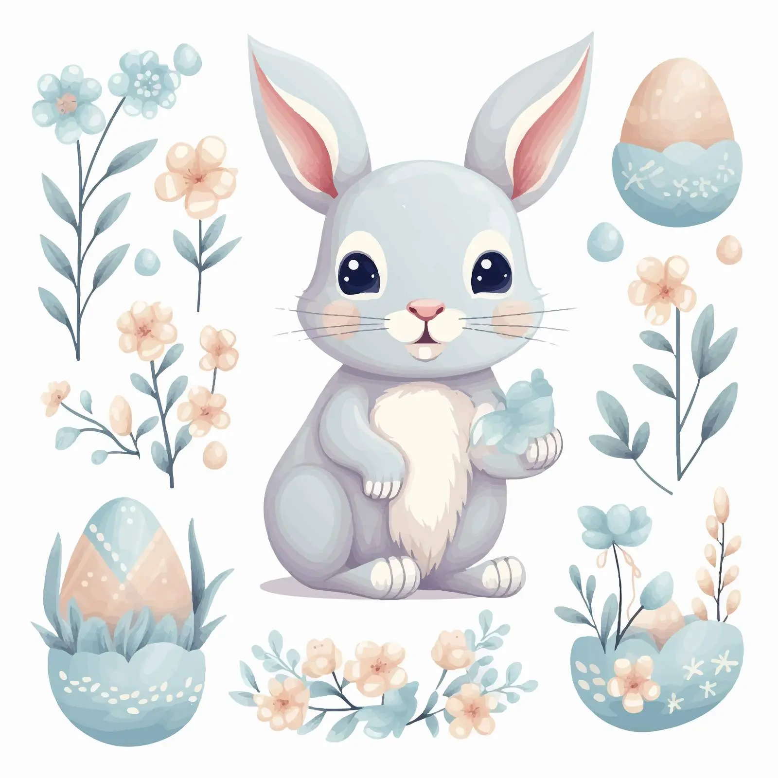 Cute Small Easter Hare Clip Art Set — free download from Dotvec