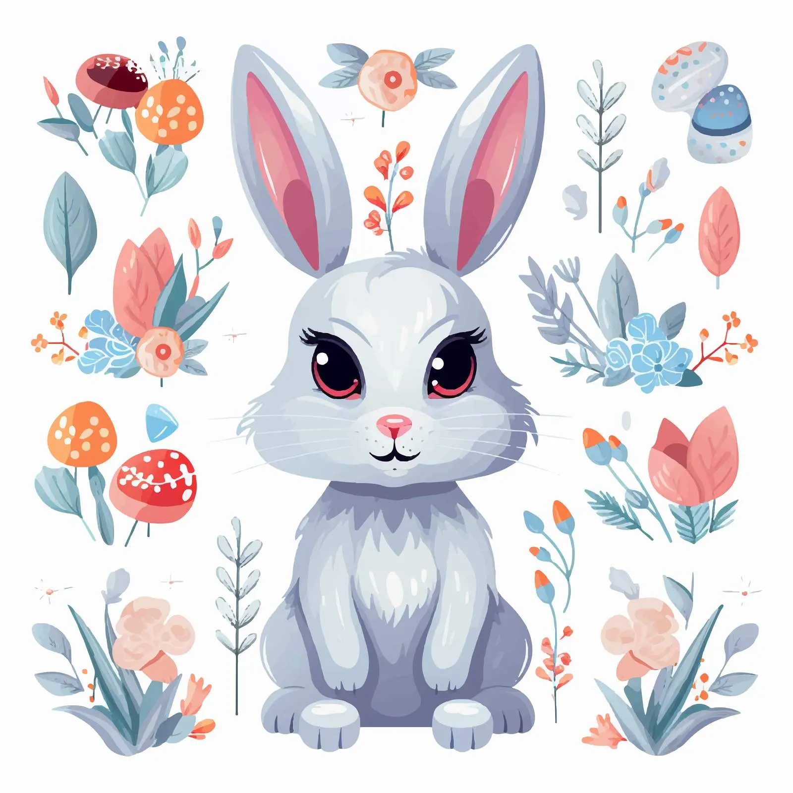 Cute Small Easter Hare Clip Art Set — free download from Dotvec