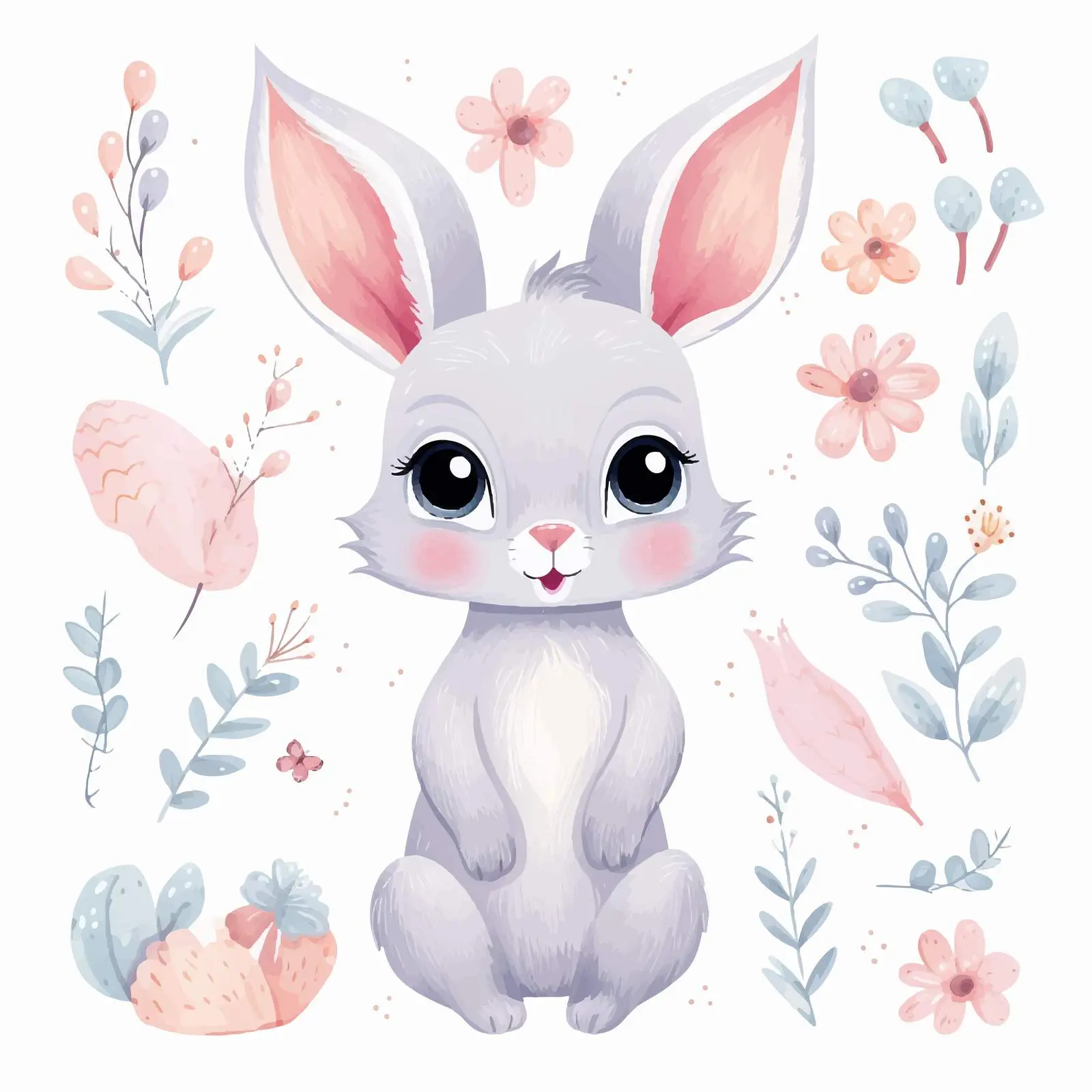 Cute Small Easter Hare Clip Art Set — free download from Dotvec