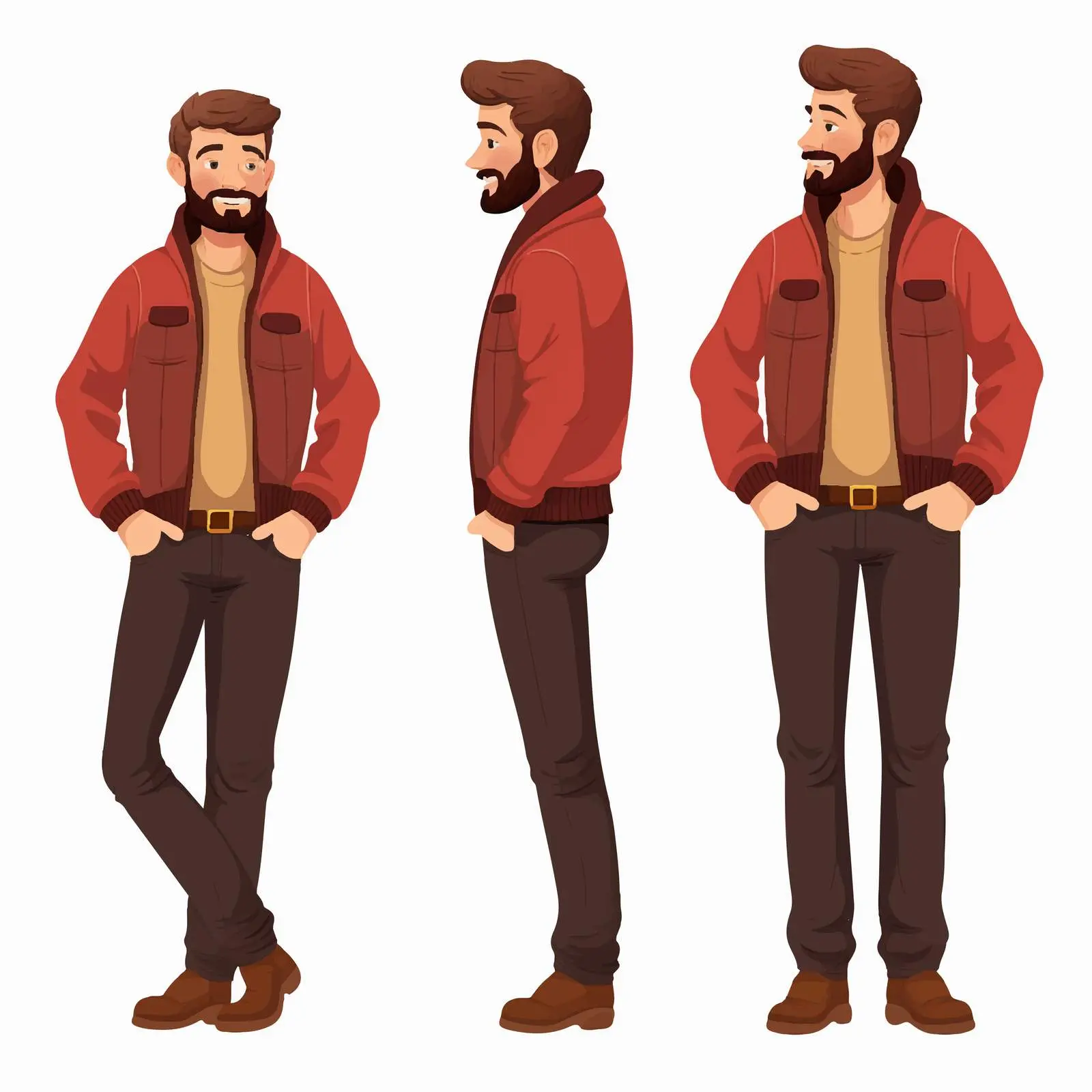 Cute Smiling Man with Beard Vector – free caucasian image from Dotvec