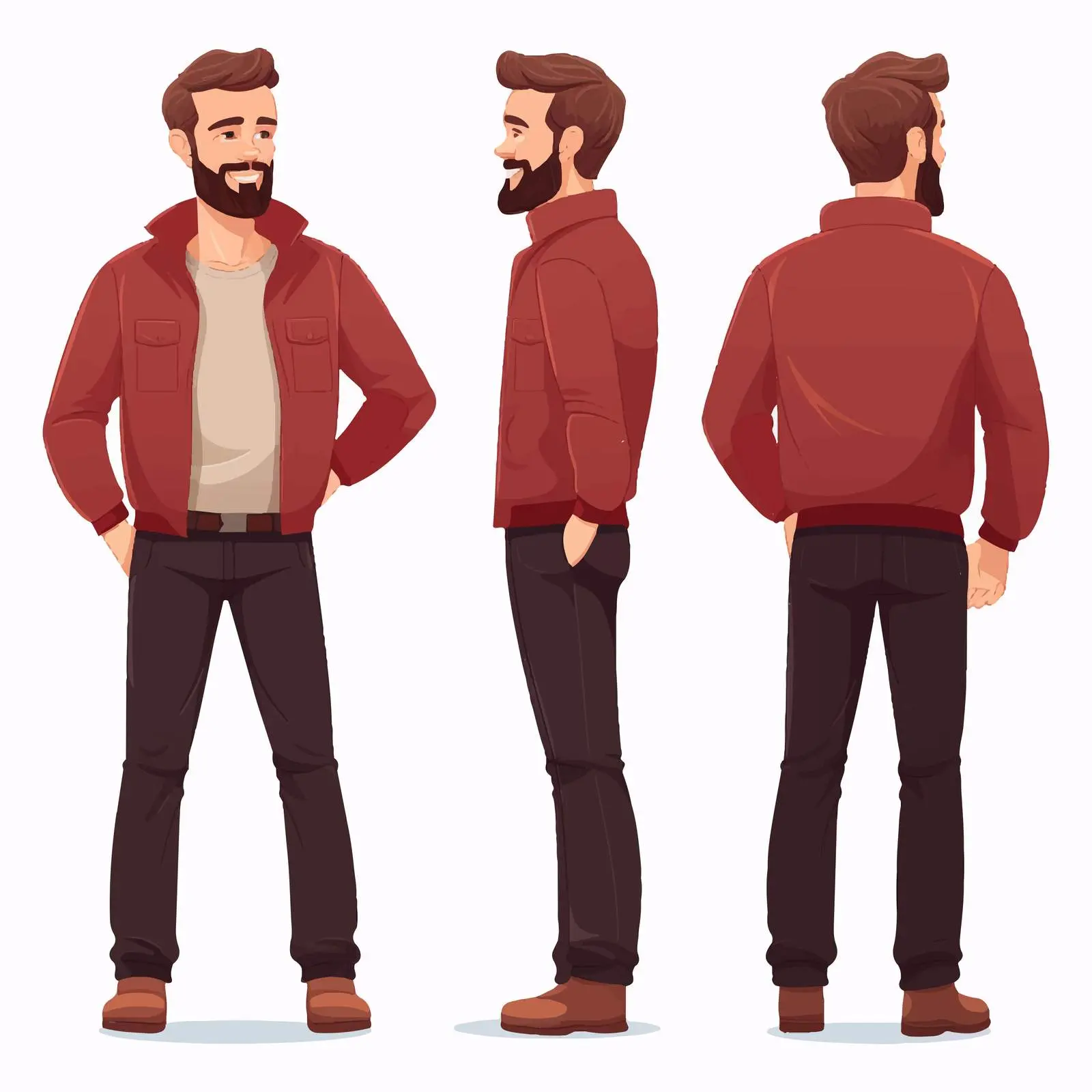 Smiling Dark-Haired Caucasian Man with Beard – free caucasian image from Dotvec