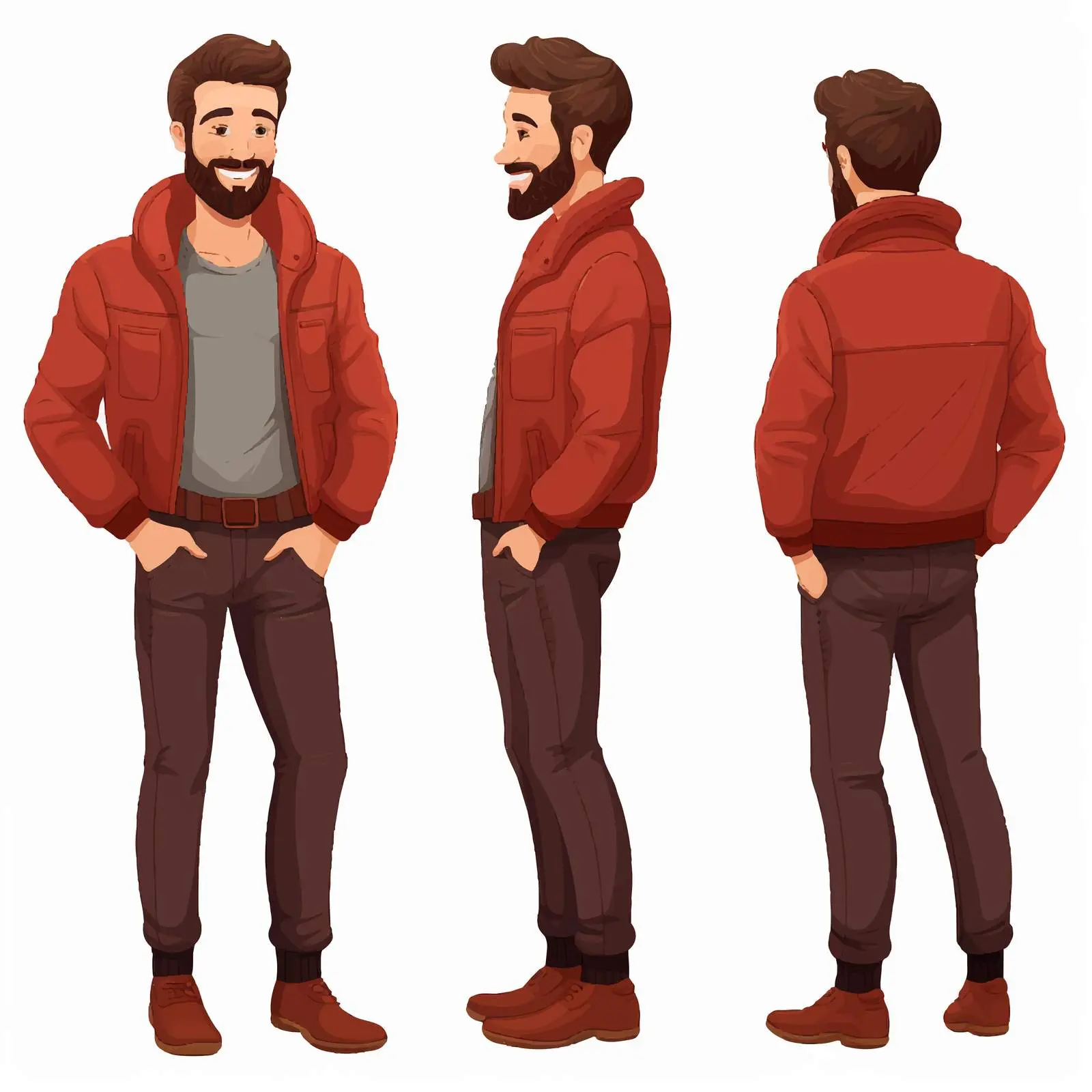 Smiling Dark-Haired Caucasian Man with Beard – free caucasian image from Dotvec