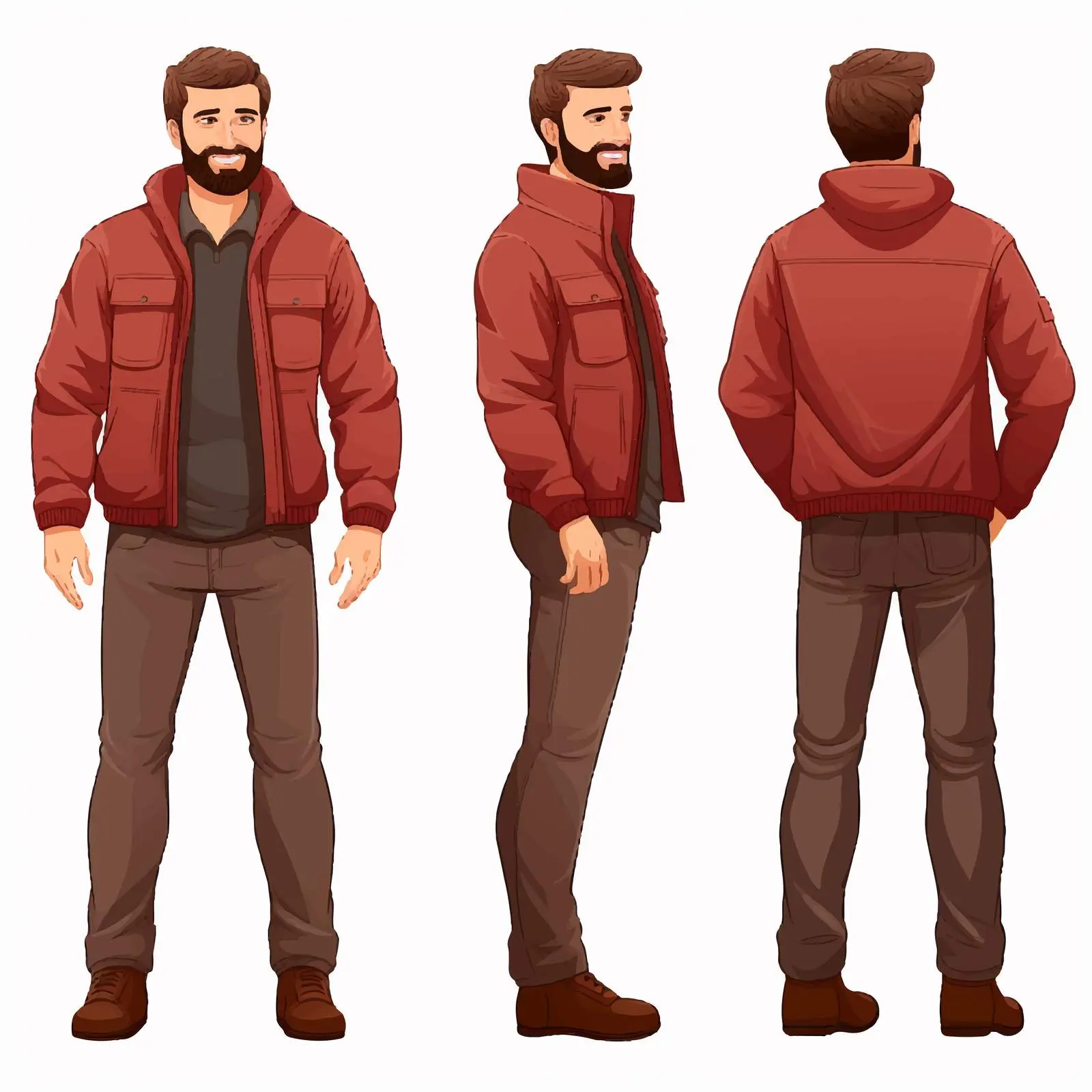 Smiling Dark-Haired Caucasian Man with Beard Vector – free caucasian image from Dotvec