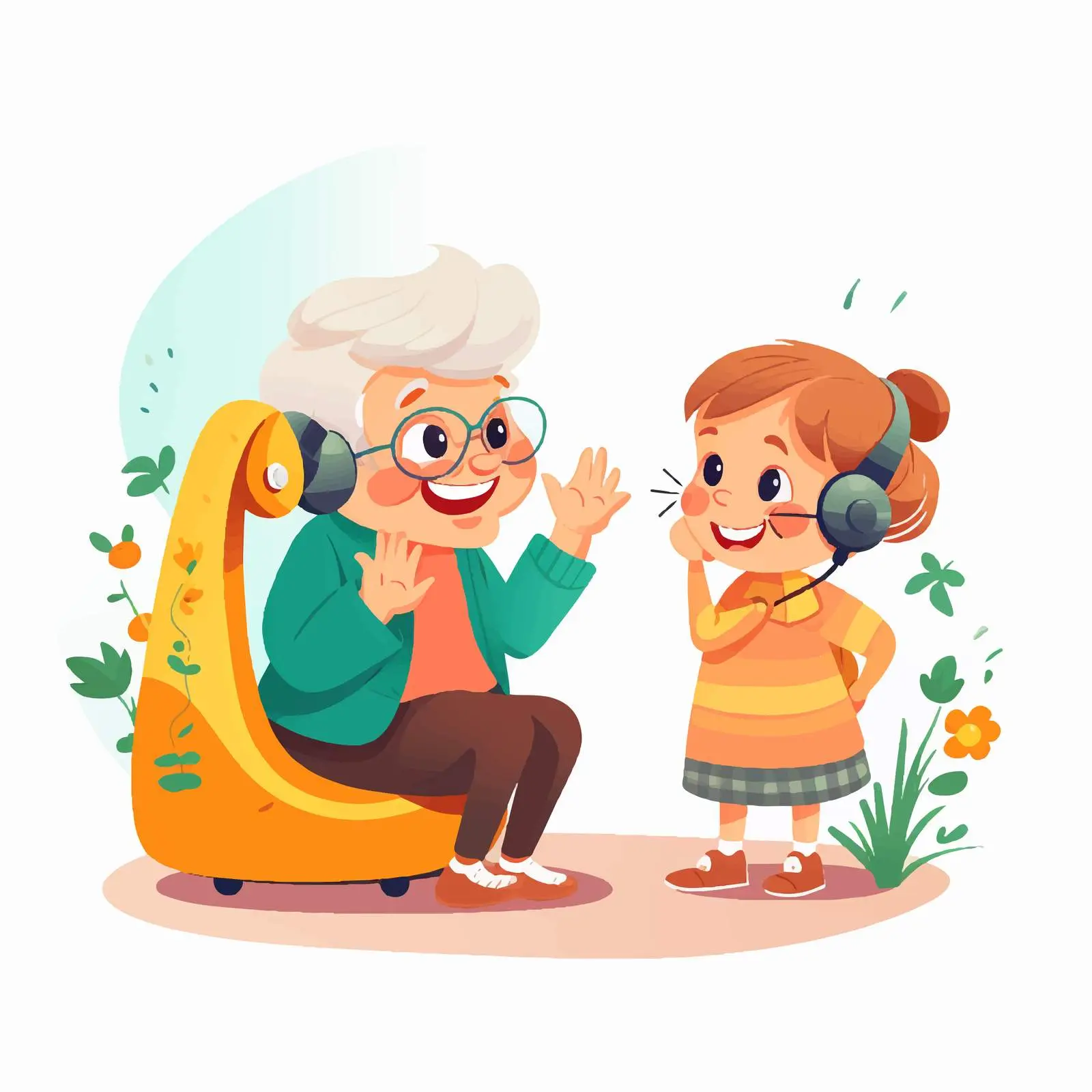 Cheerful Granny Talking on Phone with Grandson — free download from Dotvec
