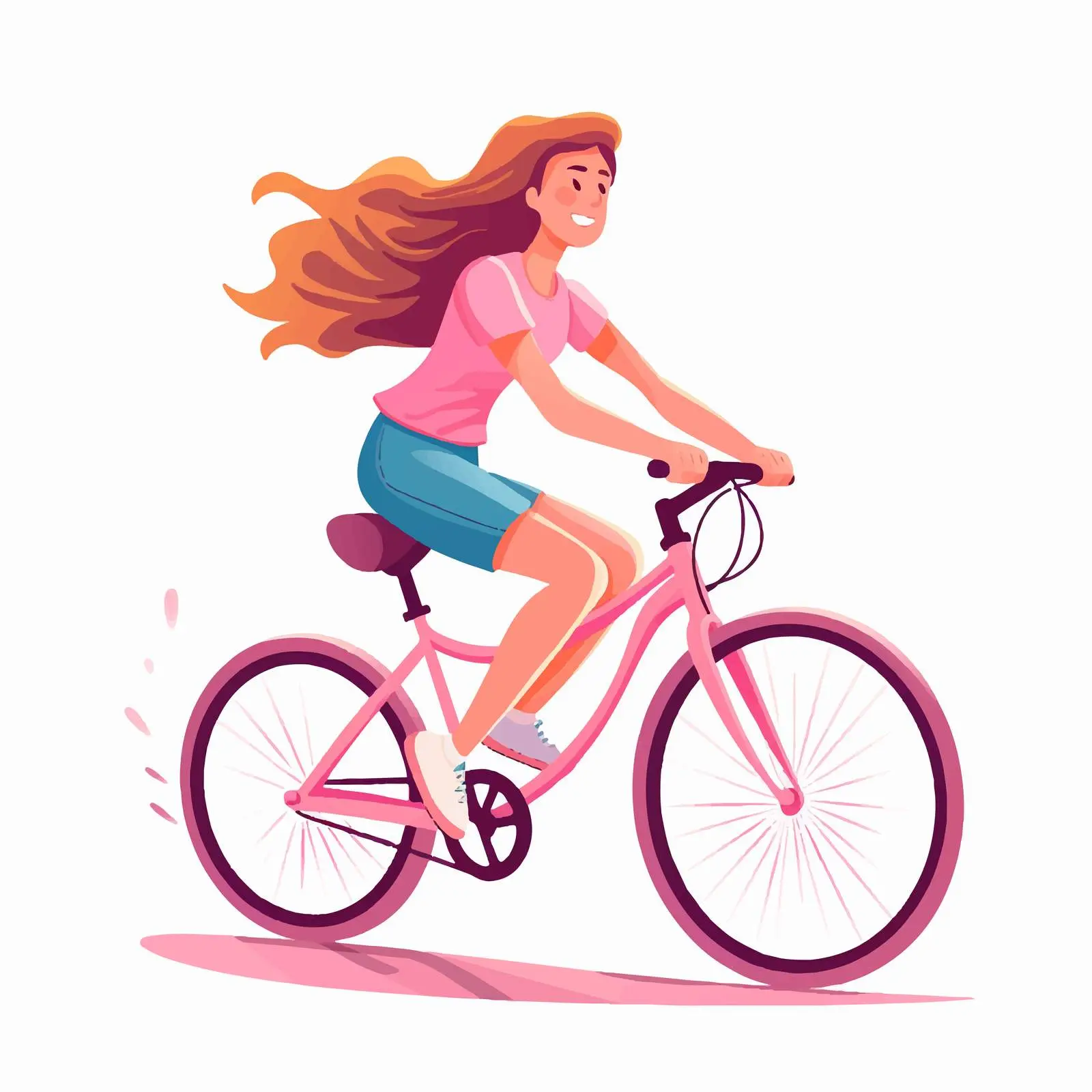Cute Teenage Girl Riding Bicycle in Summer Outfit — free download from Dotvec