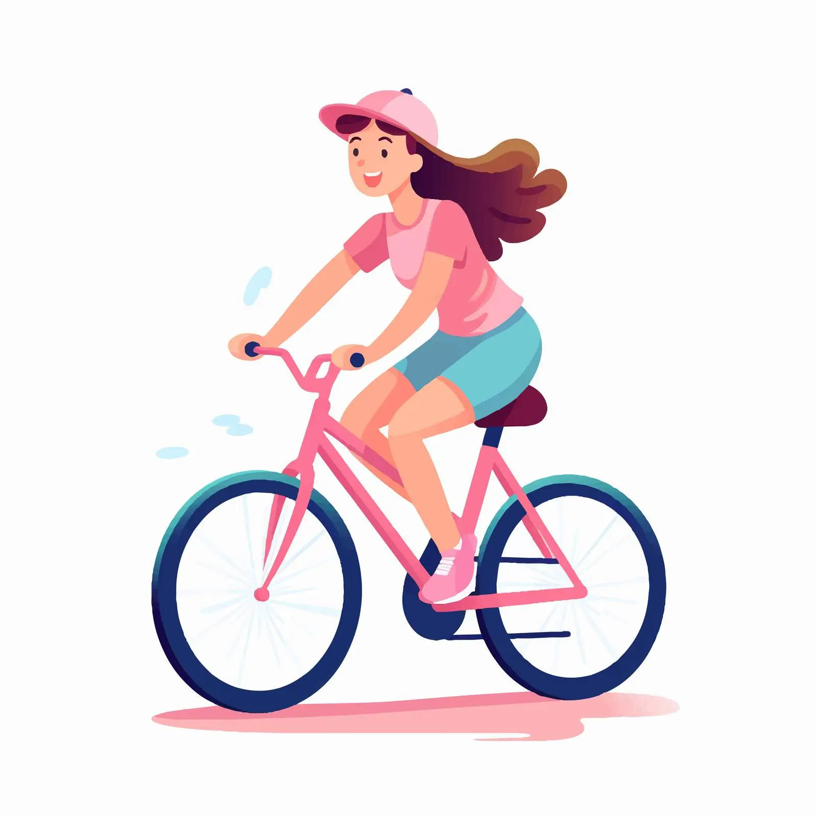 Smiling Teenage Girl Riding Bicycle in Casual Outfit – free teenage girl image from Dotvec