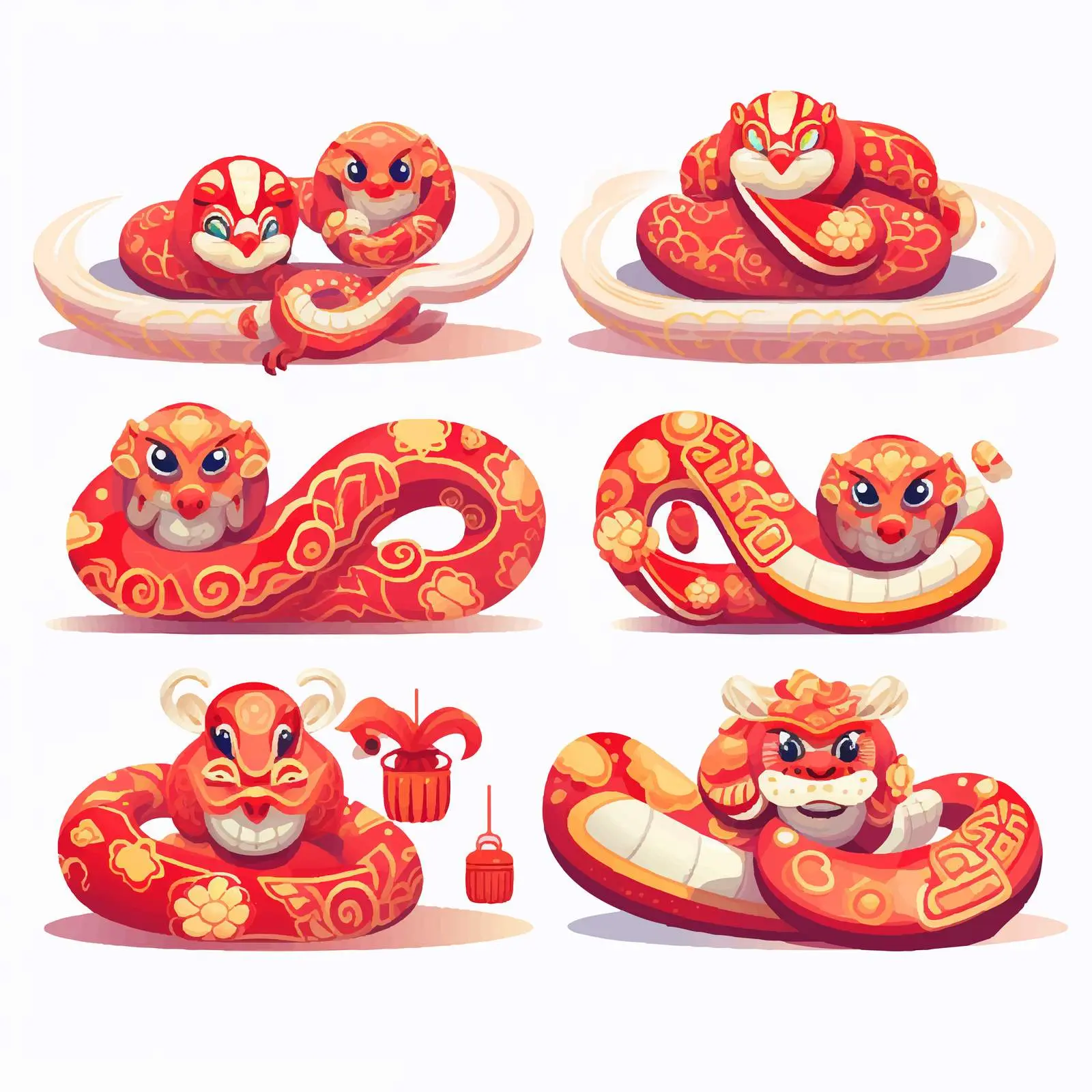Cute Snake Mascots for Chinese New Year — free download from Dotvec