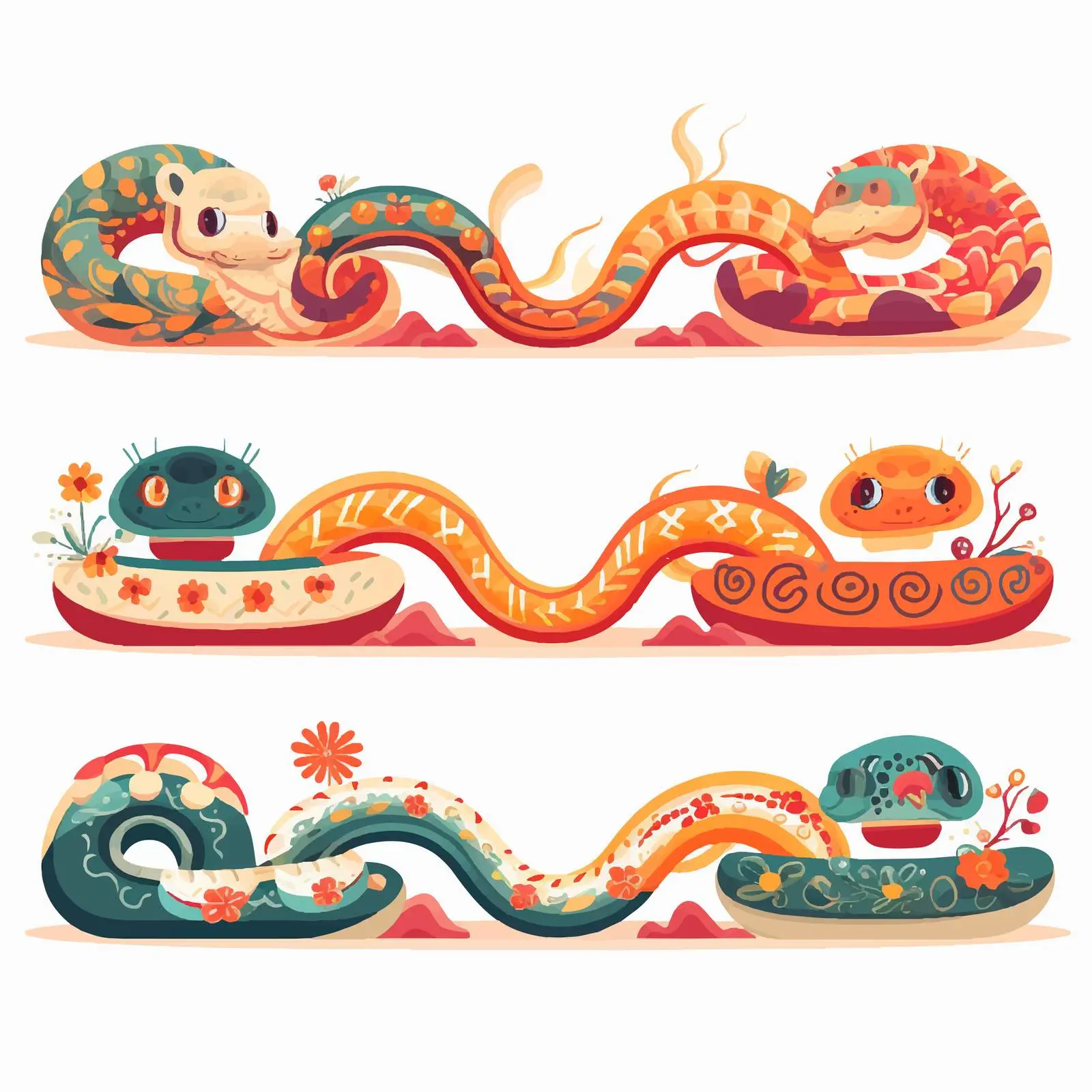 Chinese New Year Cute Snake Mascot Stickers — free download from Dotvec