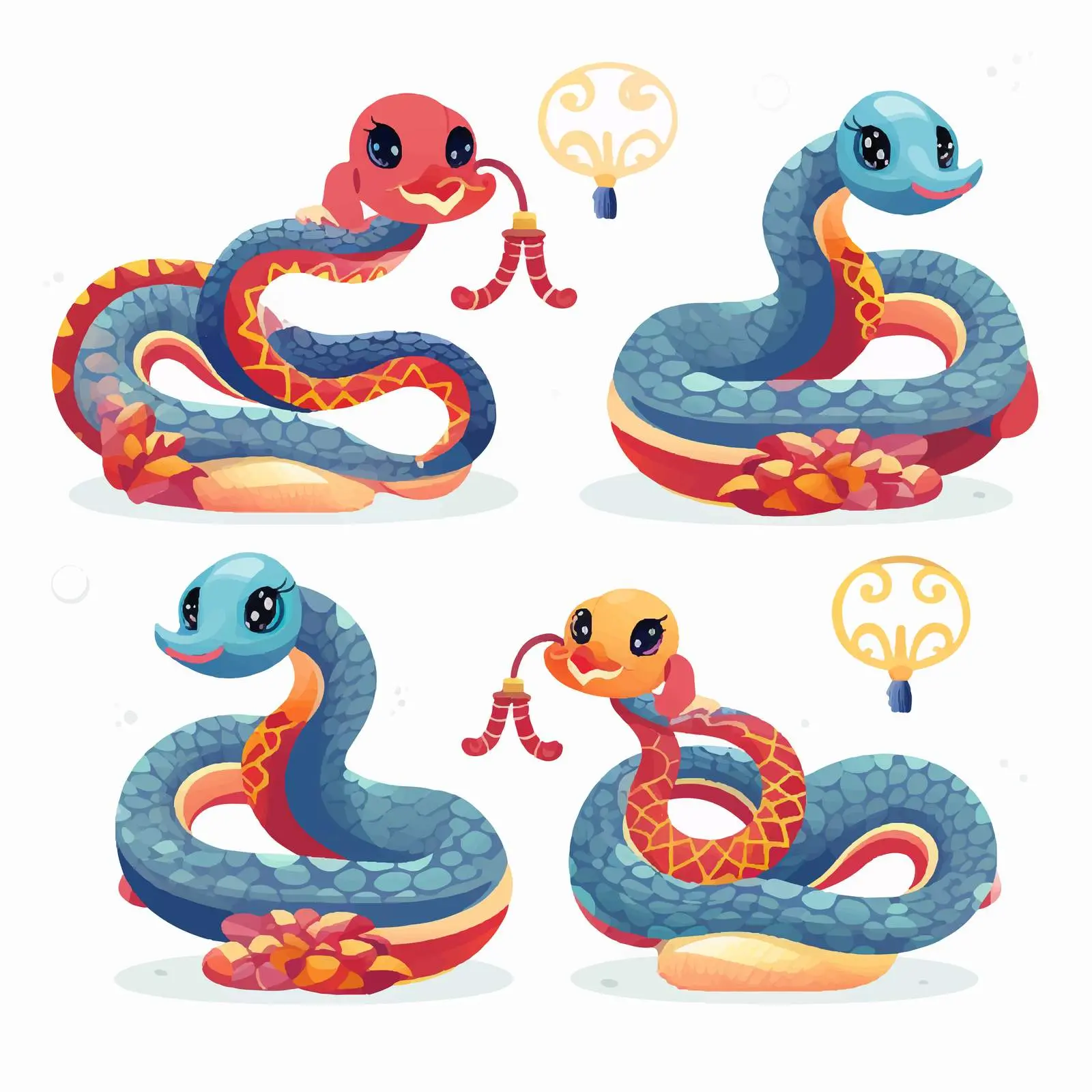 Cute Snake Mascots for Chinese New Year — free download from Dotvec
