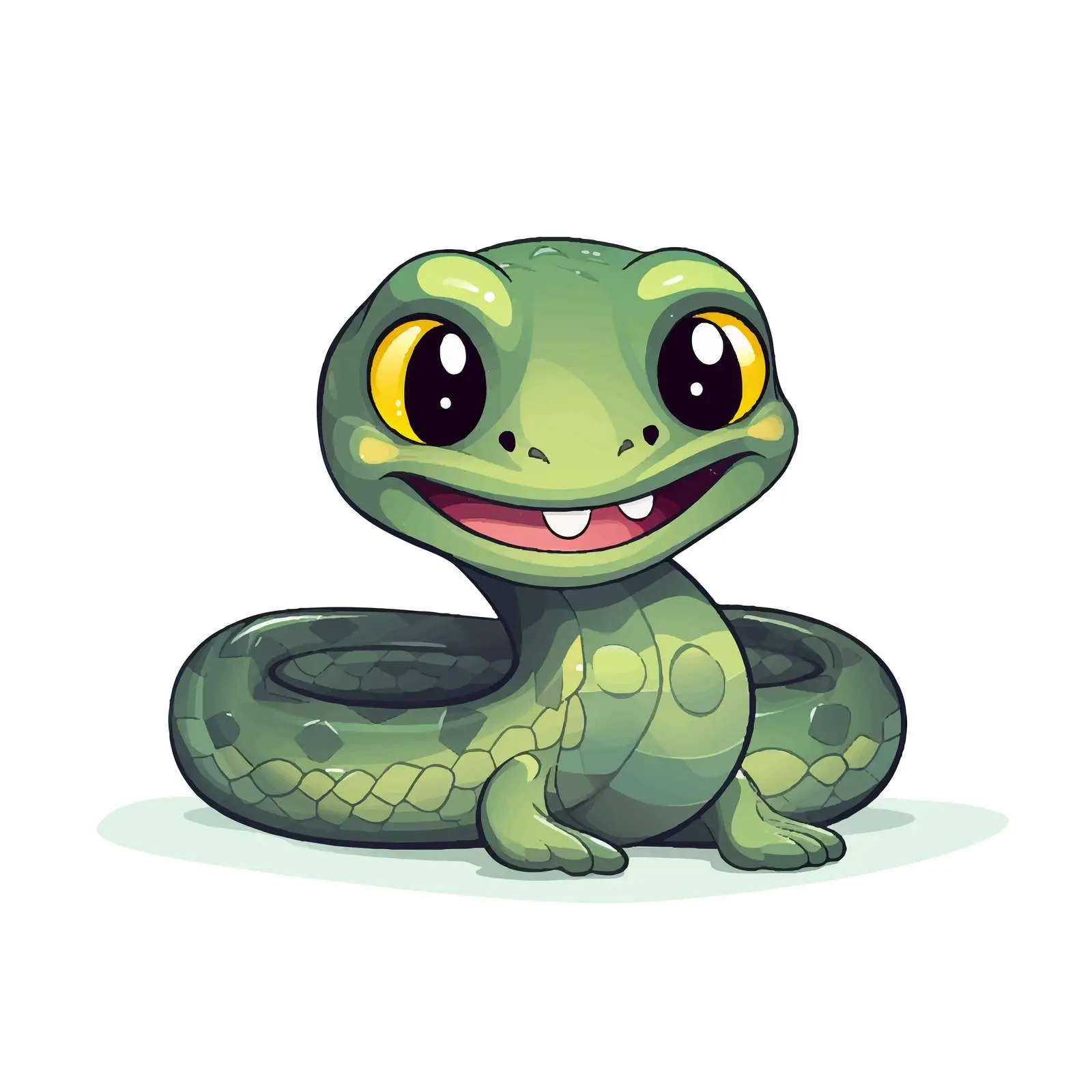 Funny Kawaii Smiling Snake Vector Illustration — free download from Dotvec