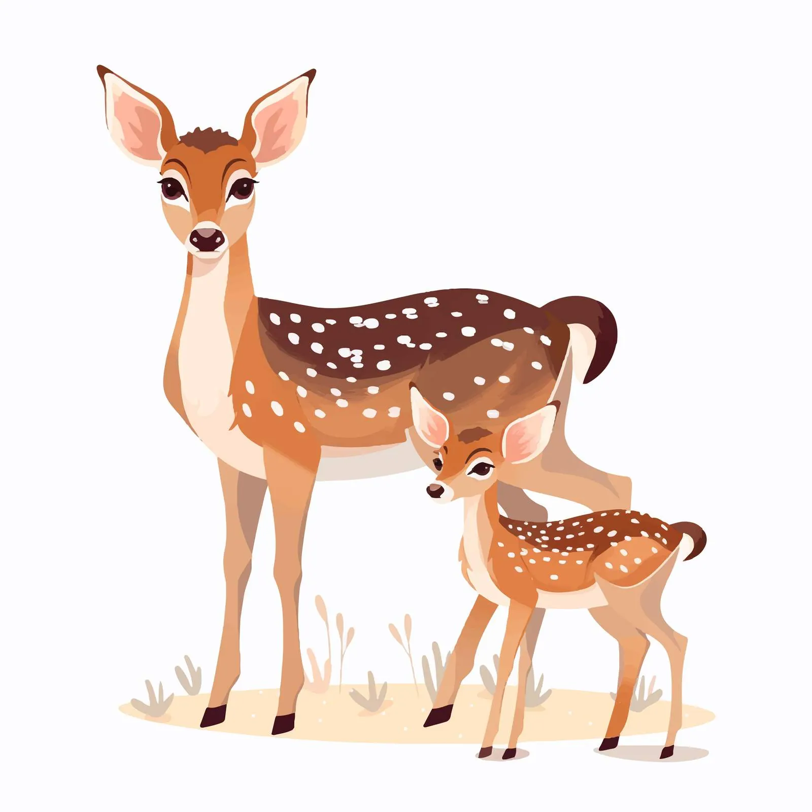 Spotted Deer Family: Mother and Baby Bambi — free download from Dotvec