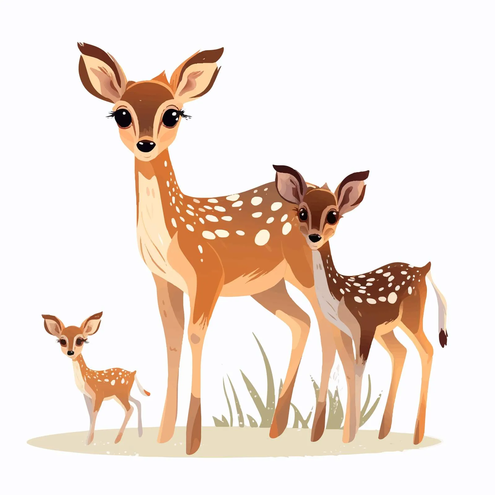 Mother and Baby Spotted Deers Illustration — free download from Dotvec